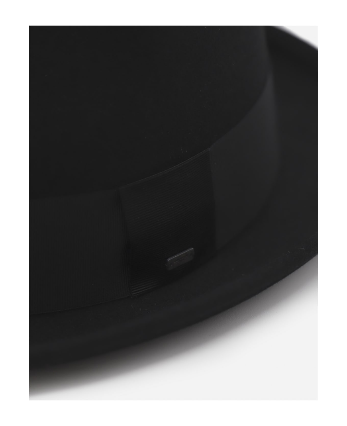 Saint Laurent Fedora Hat In Rabbit Felt With Grosgrain Ribbon - Black