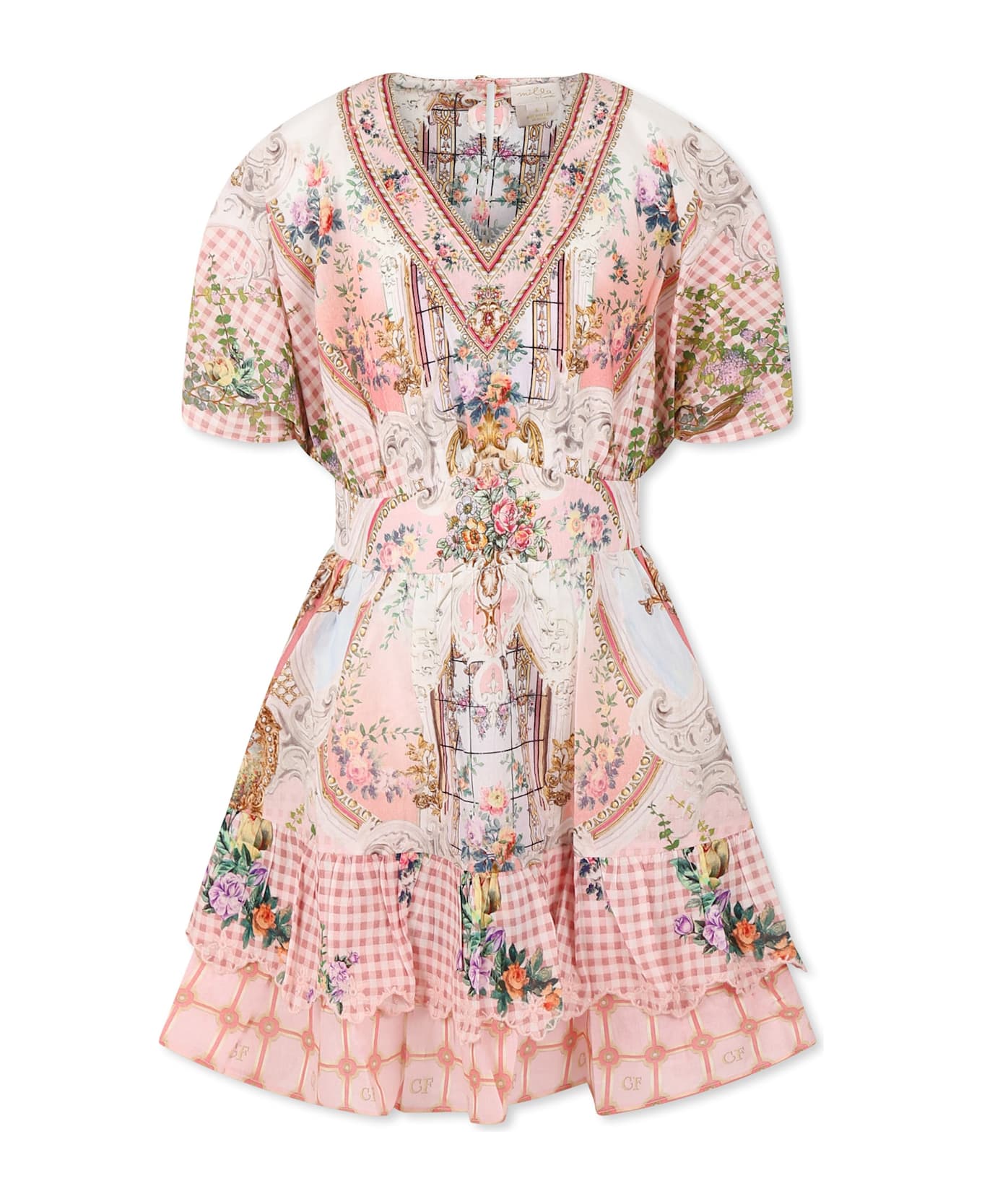 Camilla Pink Dress For Girl With Floral Print - Pink