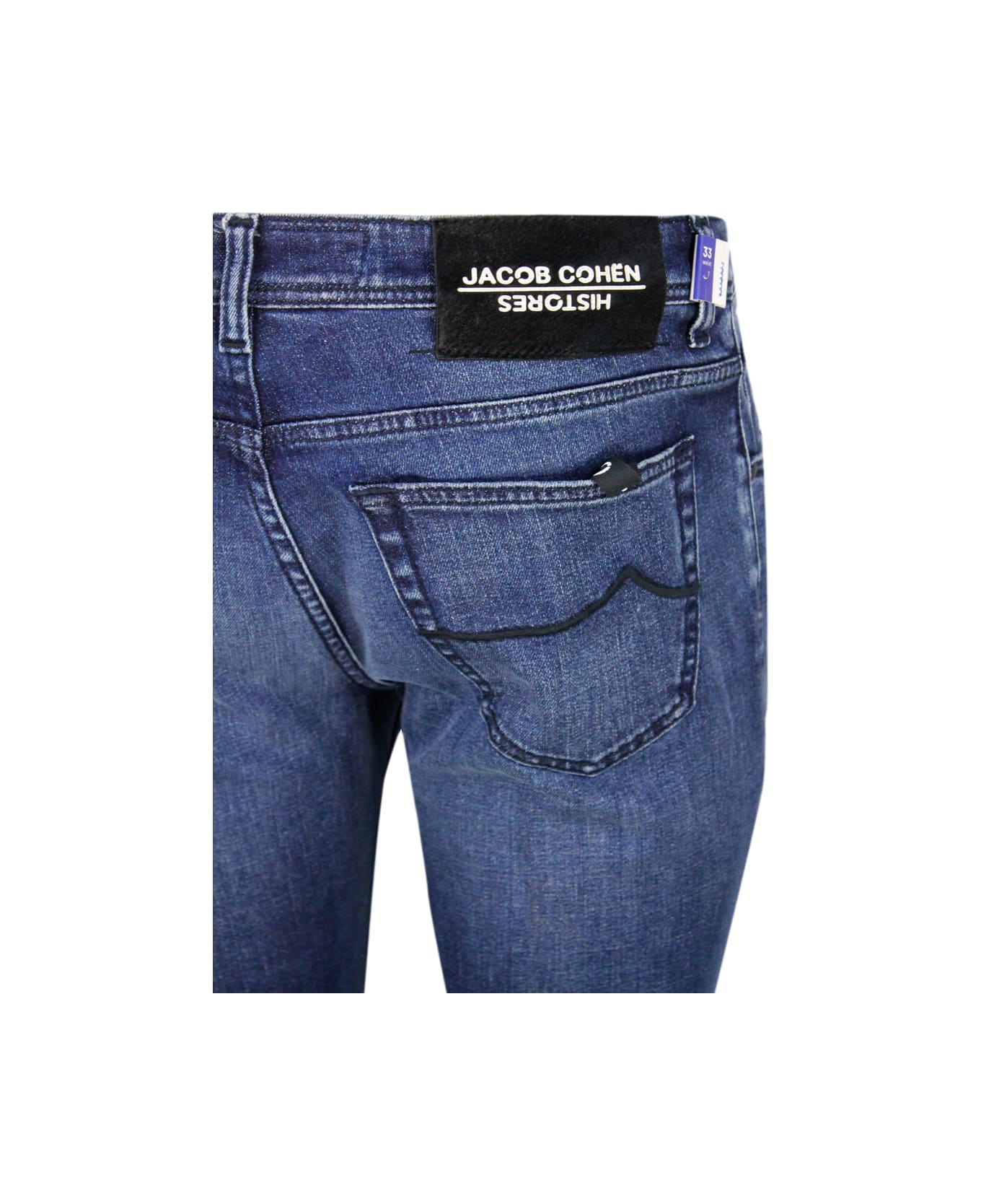 Jacob Cohen Histores Special Scott Trousers In Luxury Edition In 5-pocket Stretch Denim With Buttons Closure And Pony Skin Label With Logo Lettering - Denim