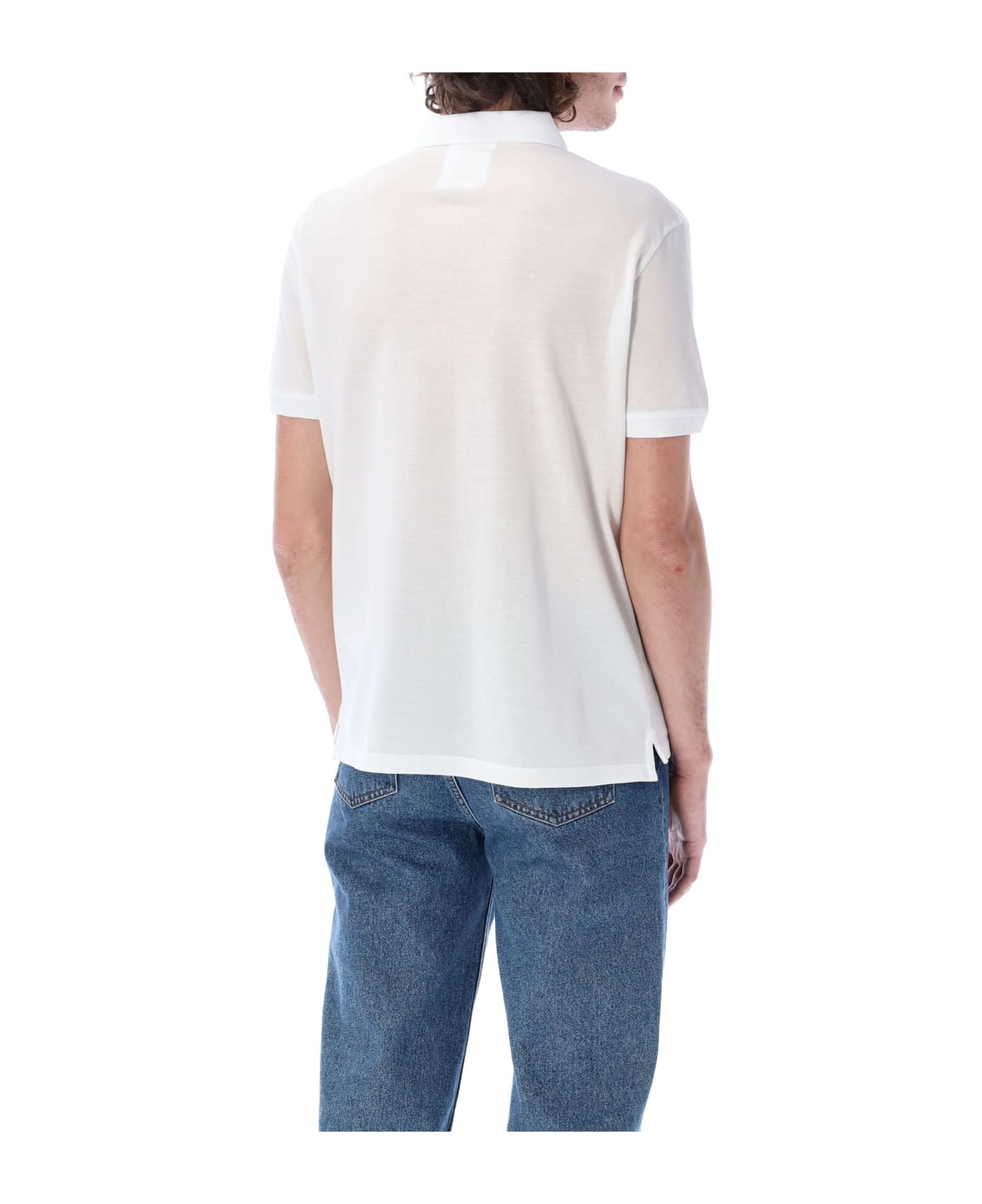 Emporio Armani Piqu Olo Shirt With Micro Eagle - Bianco Ottico