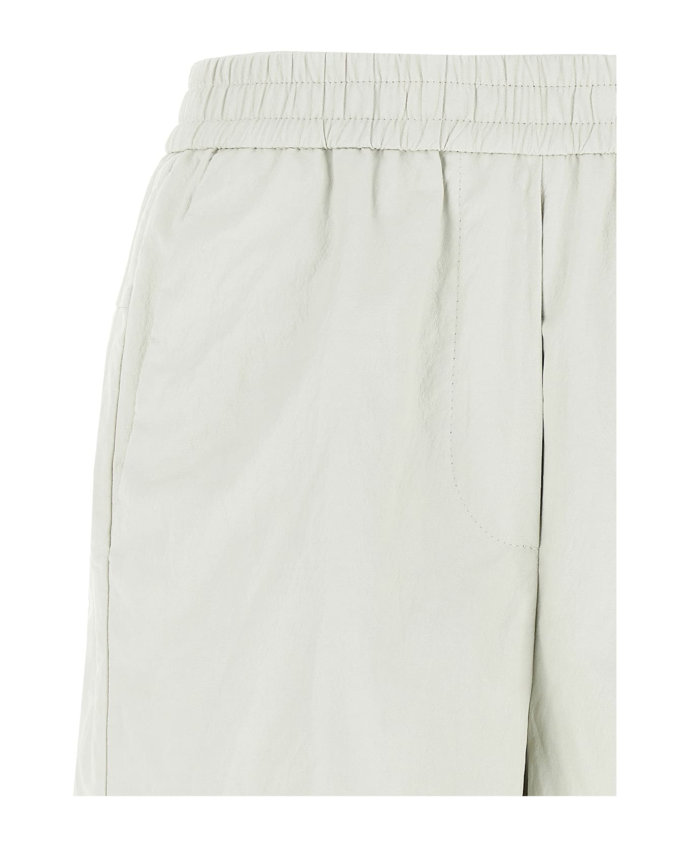 (nude) Leather-effect Bermuda Shorts - White