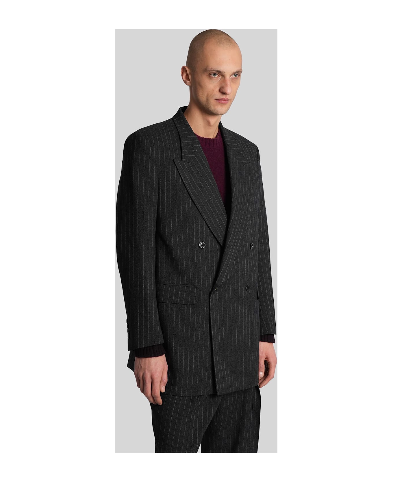 Paura Nicos Blazer In Grey Wool - grey