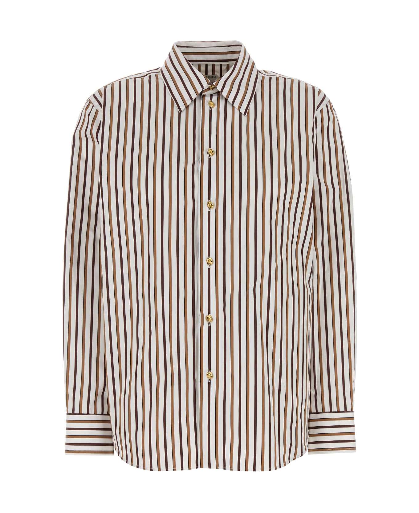 Bottega Veneta Embroidered Poplin Shirt - CHALKTOFFEEBROWN