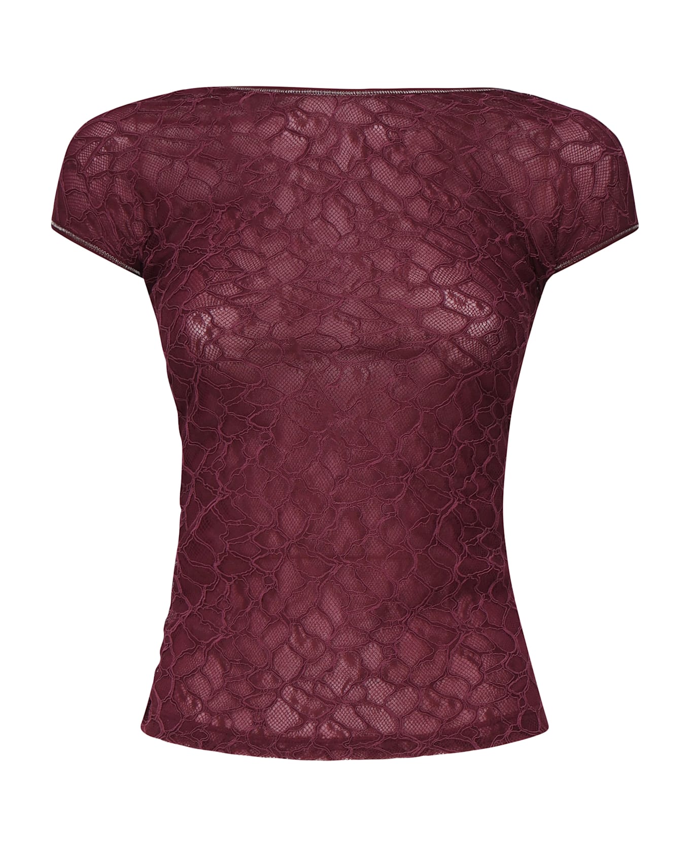 Pinko Lace Fitted Top - BORDEAUX INTENSO