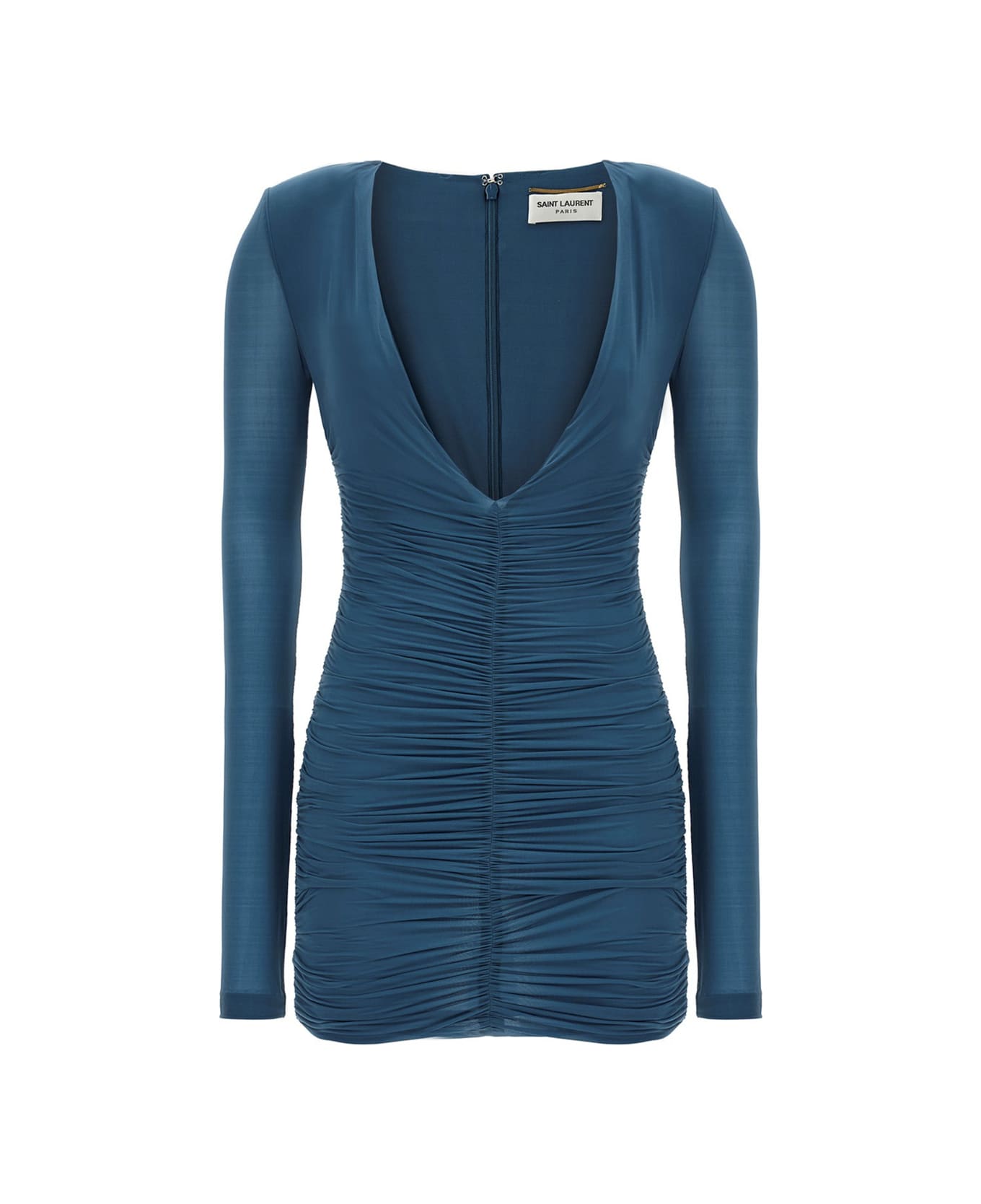 Saint Laurent Draped Jersey Dress - Blue