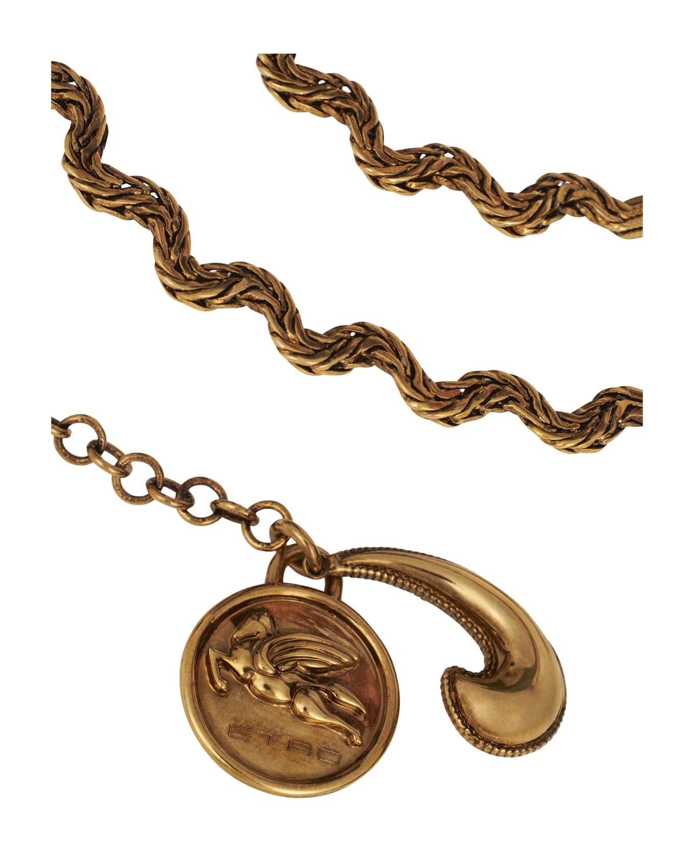 Etro Long Waves Necklace With Charms - Gold ネックレス