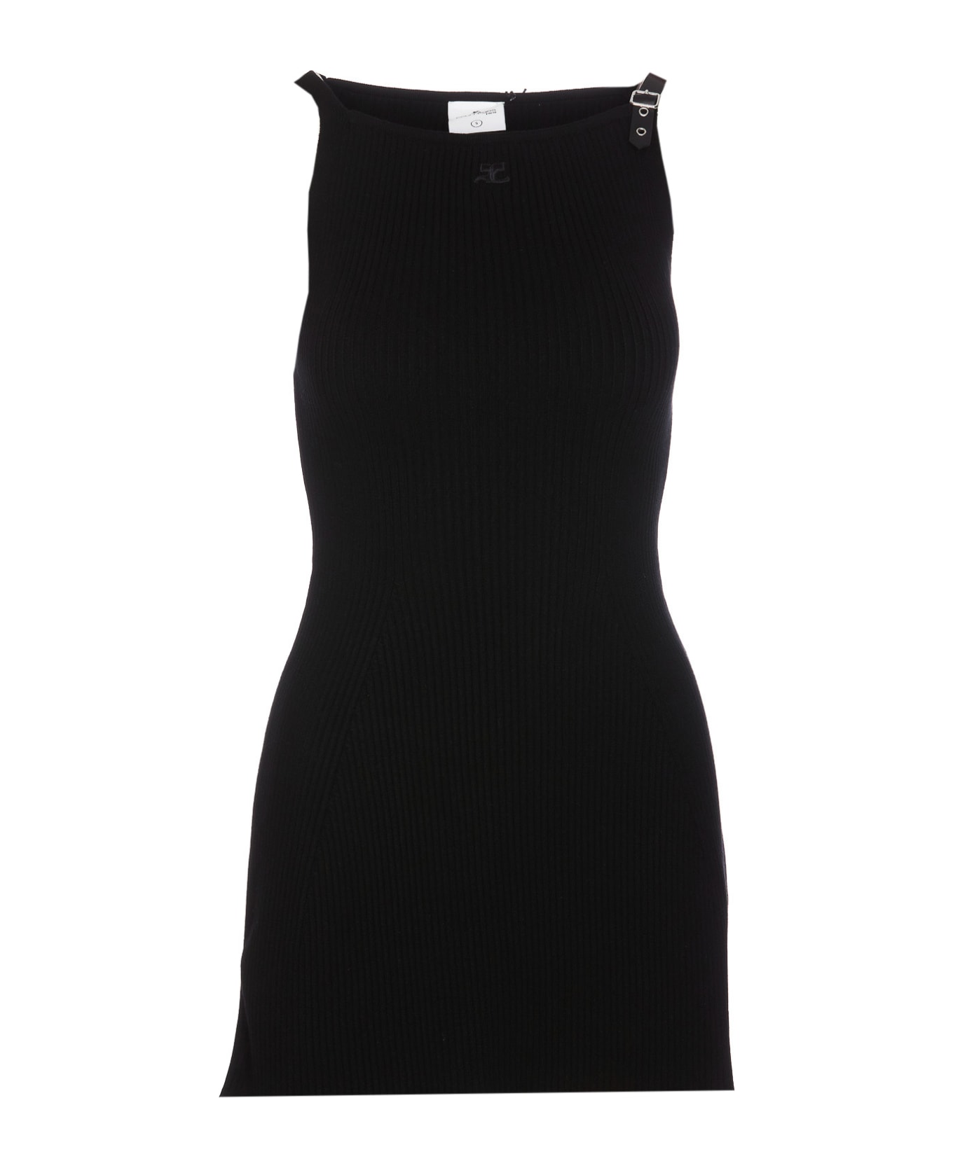 Courrèges Logo Knit Dress - Black