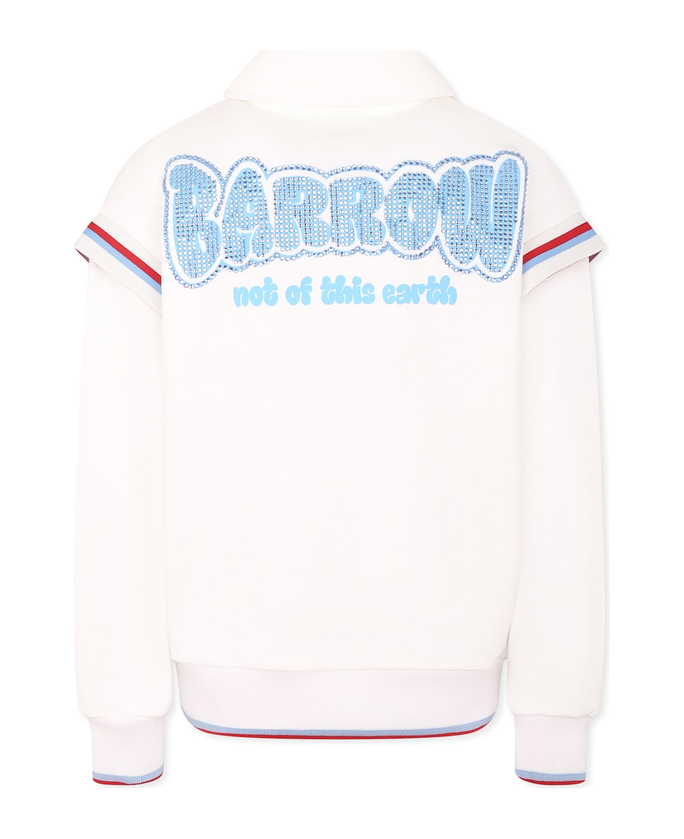 Barrow White Bomber Jacket For Girl With Logo - White