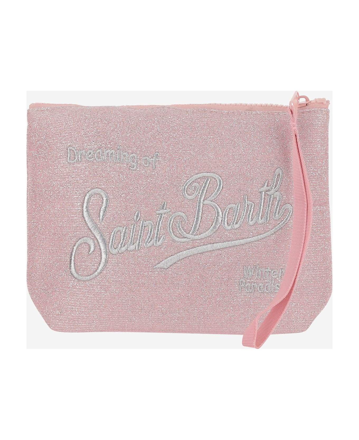 MC2 Saint Barth Aline Lurex Clutch Bag With Logo - Pink