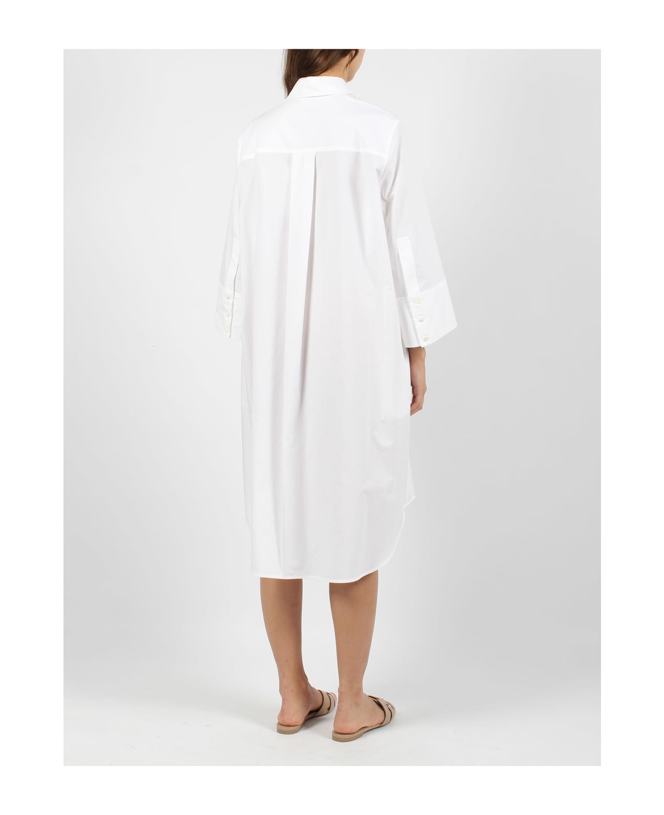 Parosh Canyox Lace Embroidery Shirt Dress - White