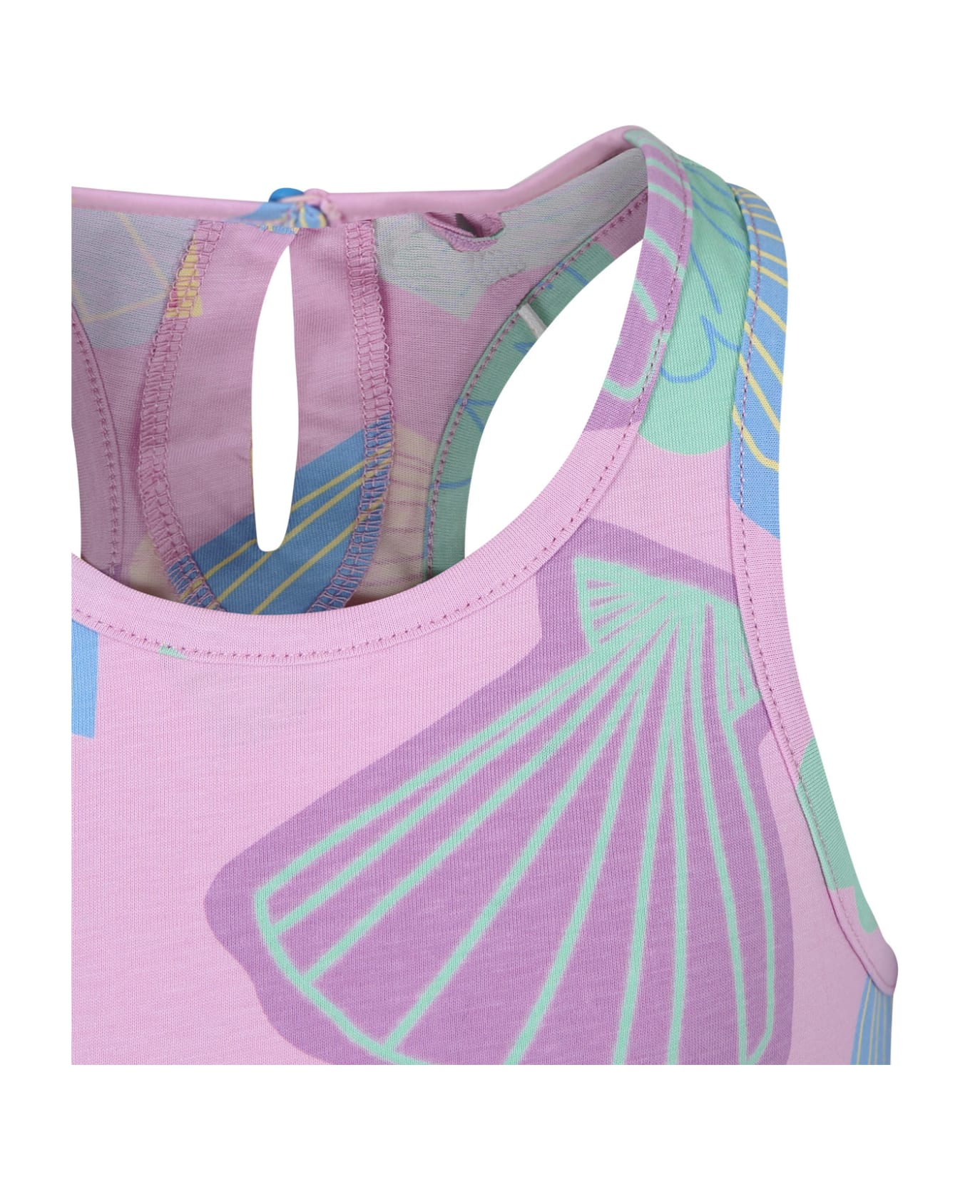 Stella McCartney Kids Pink Dress For Girl With All-over Multicolor Print - Pink ワンピース＆ドレス