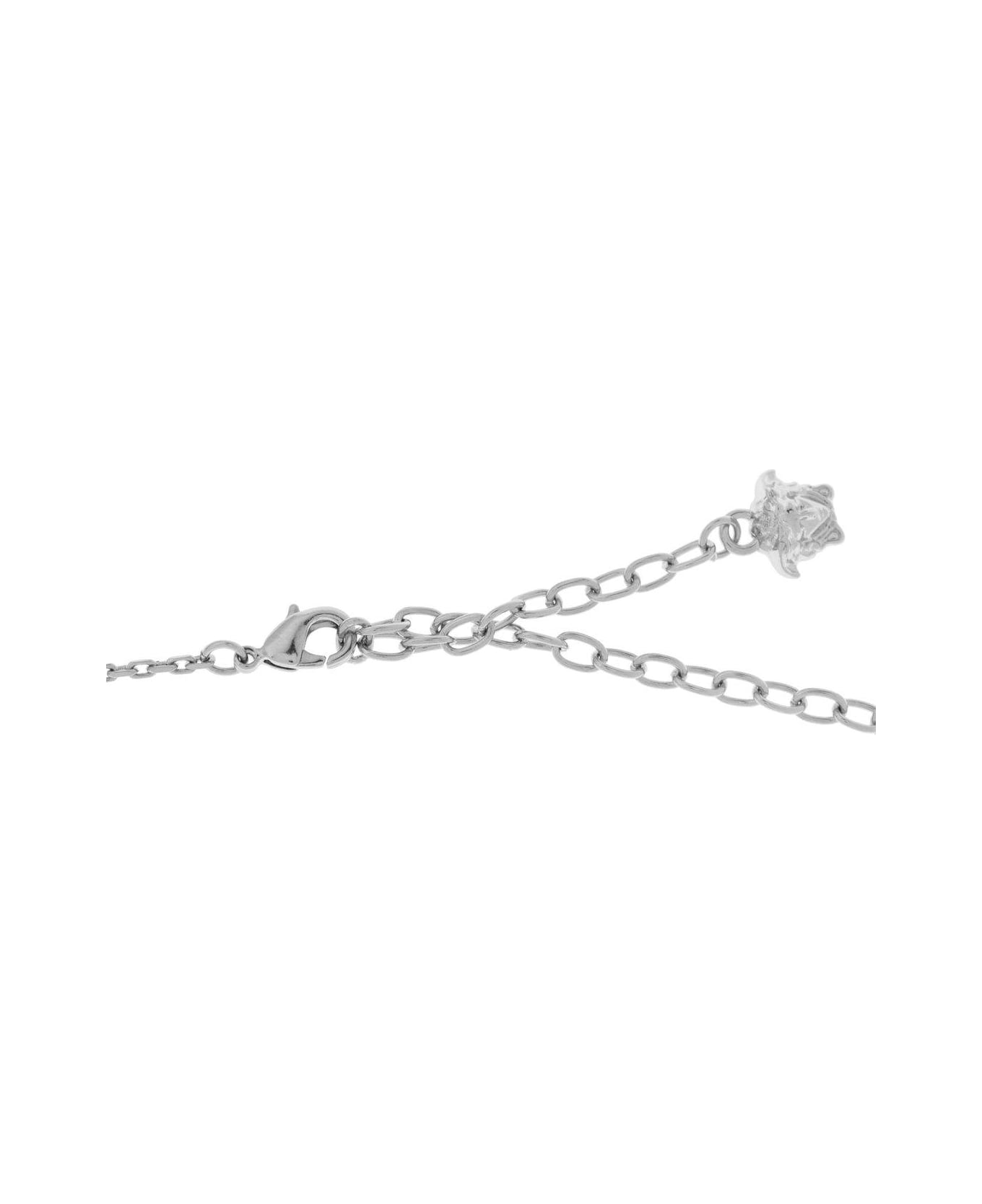 Versace Medusa-pendant Embellished Necklace - Palladium-Crystal