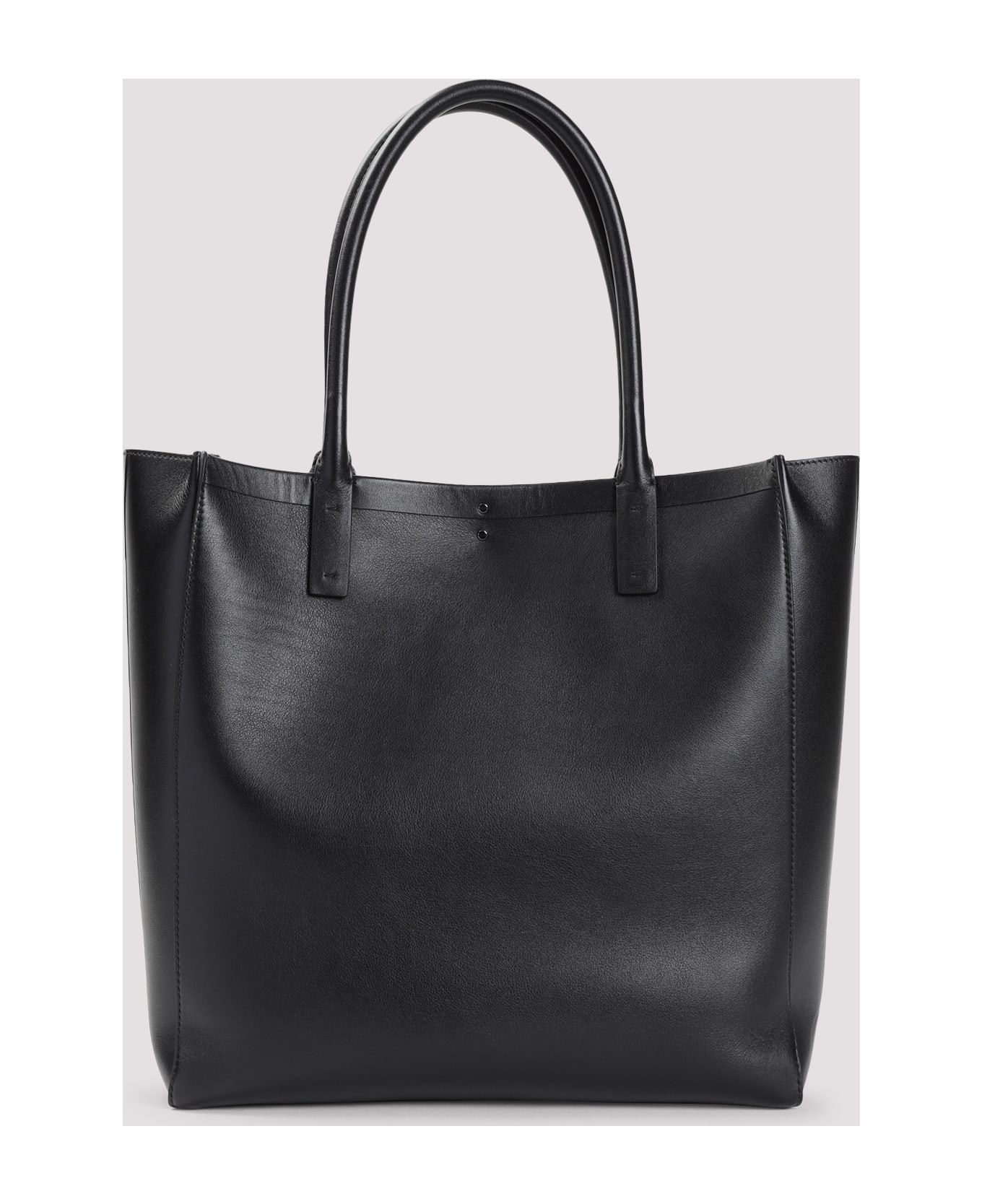 Valentino Garavani Black Leather Medium Vlogo Locker Shopping Bag - NERO