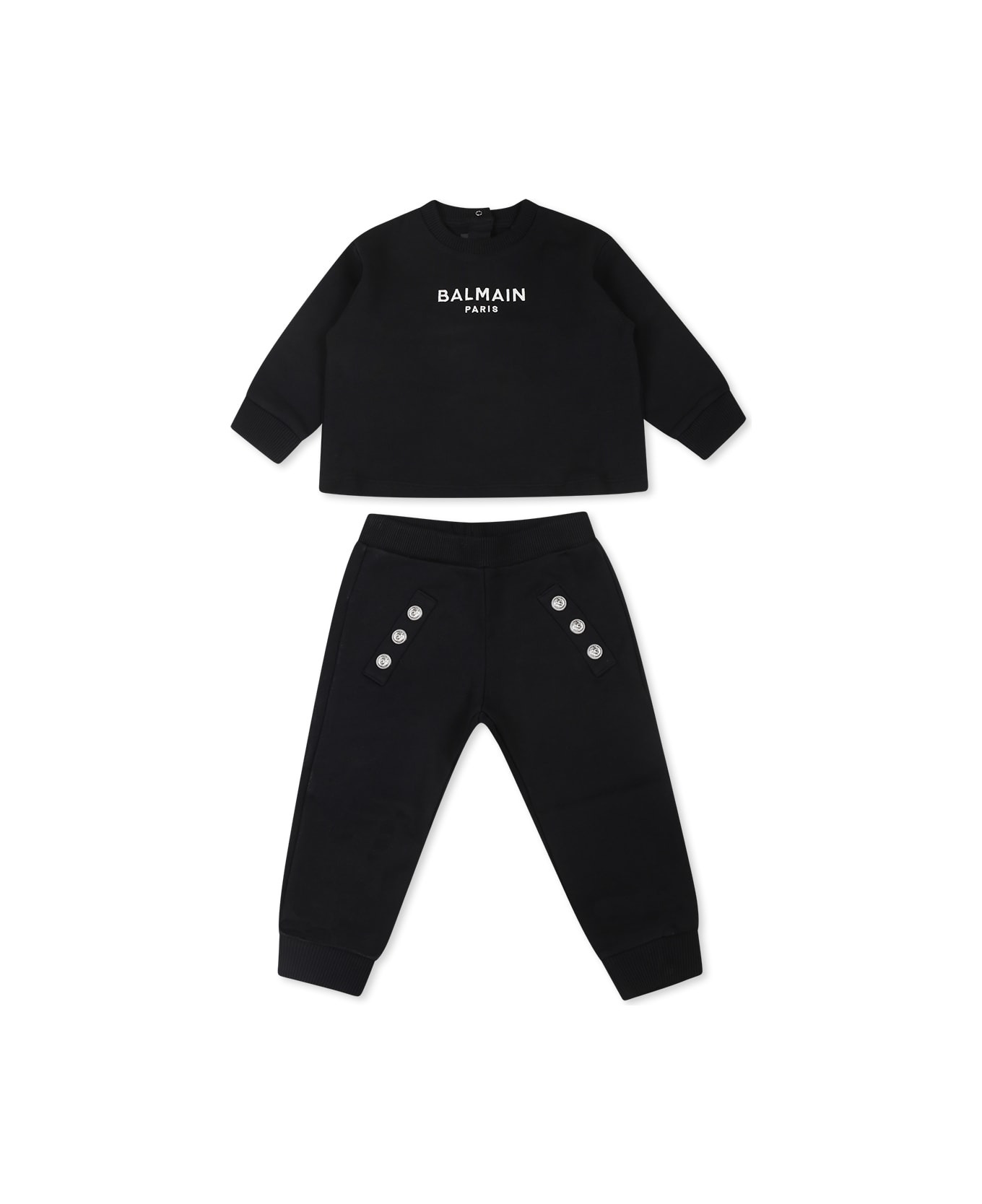 Balmain Black Suit For Baby Girl With Logo - Black