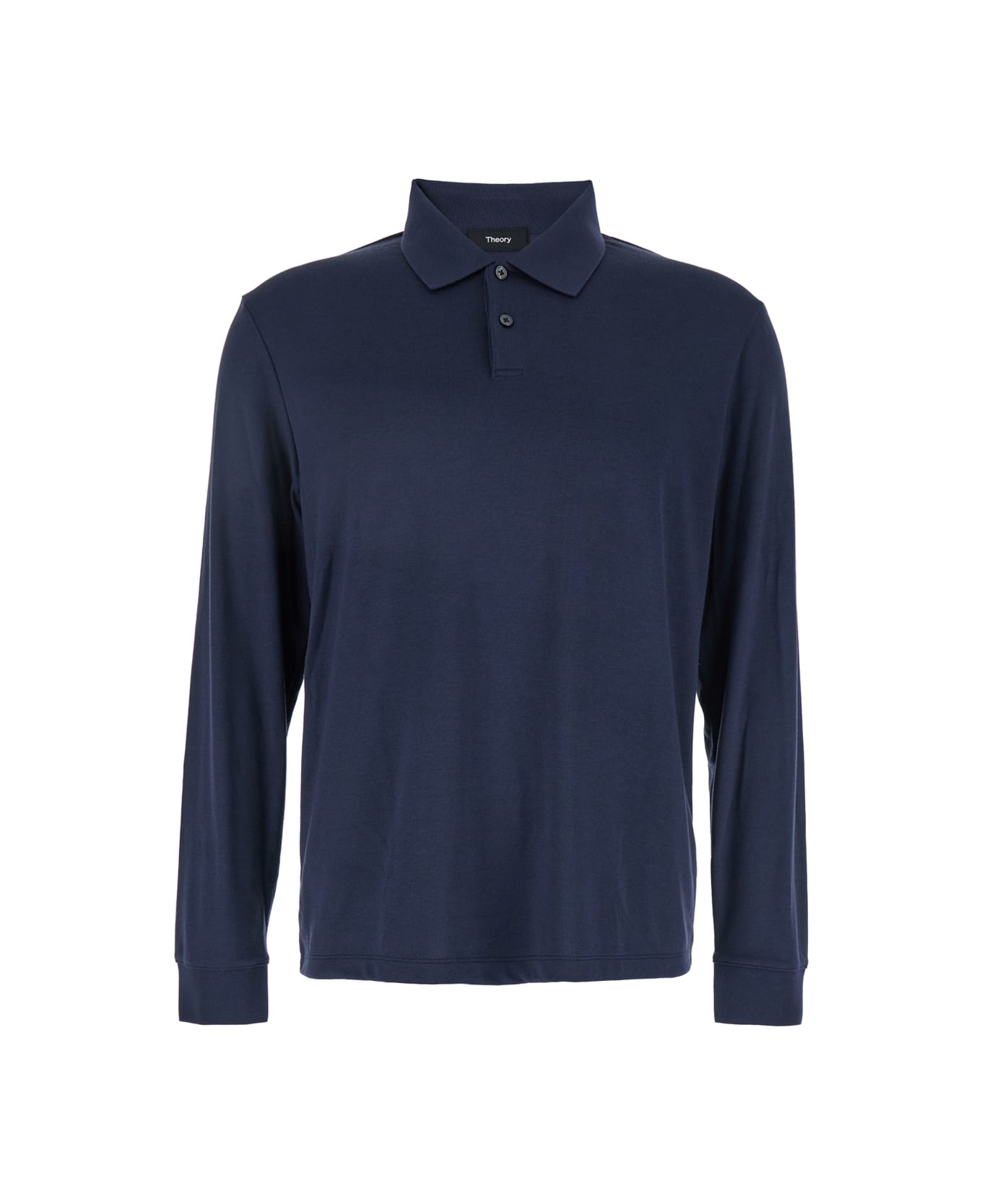 Theory 
goris
 Blue Polo Shirt With Classic Collar And Long Sleeves In Tech Fabric Stretch Man - Blu