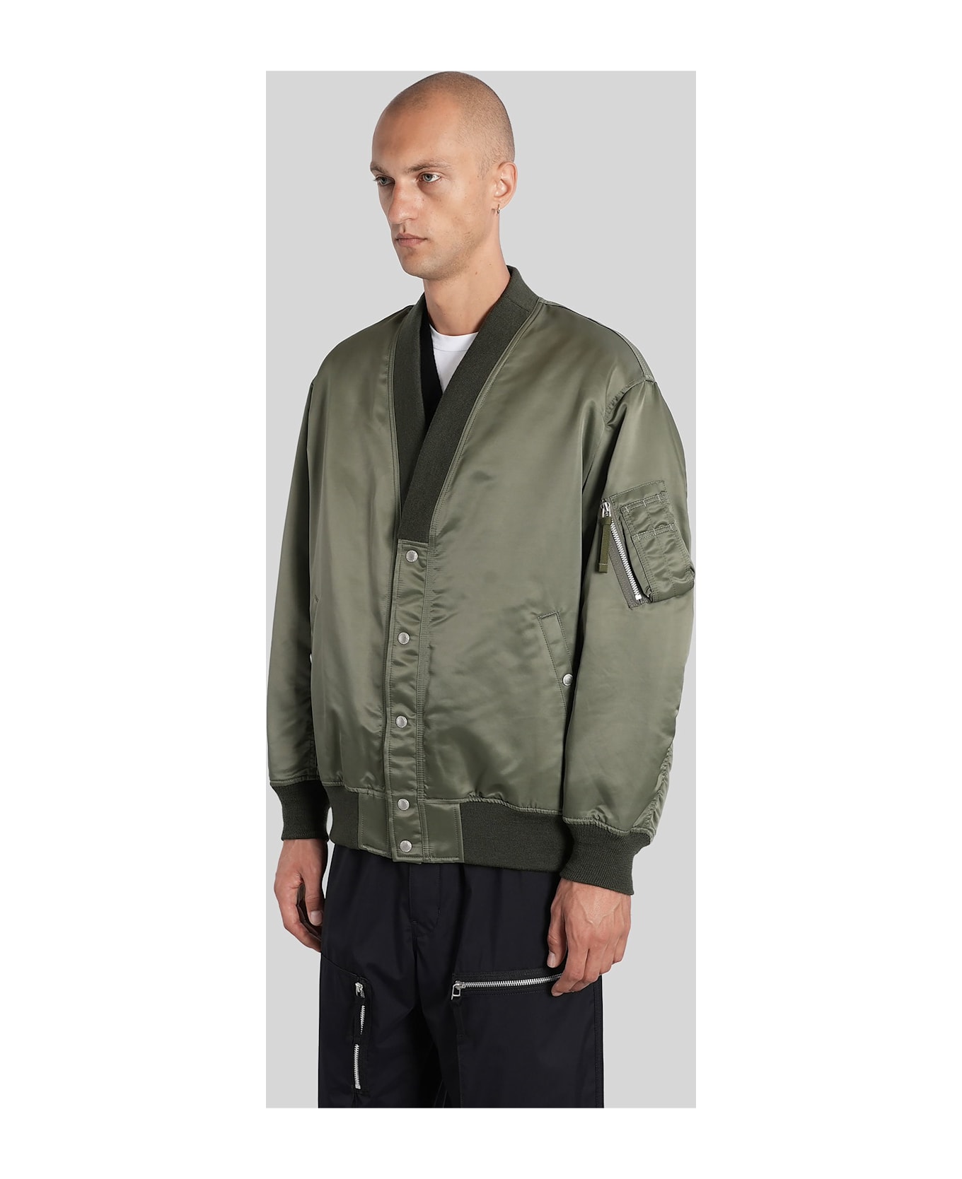 Comme des Garçons Homme Bomber Jacket In Green Nylon - green