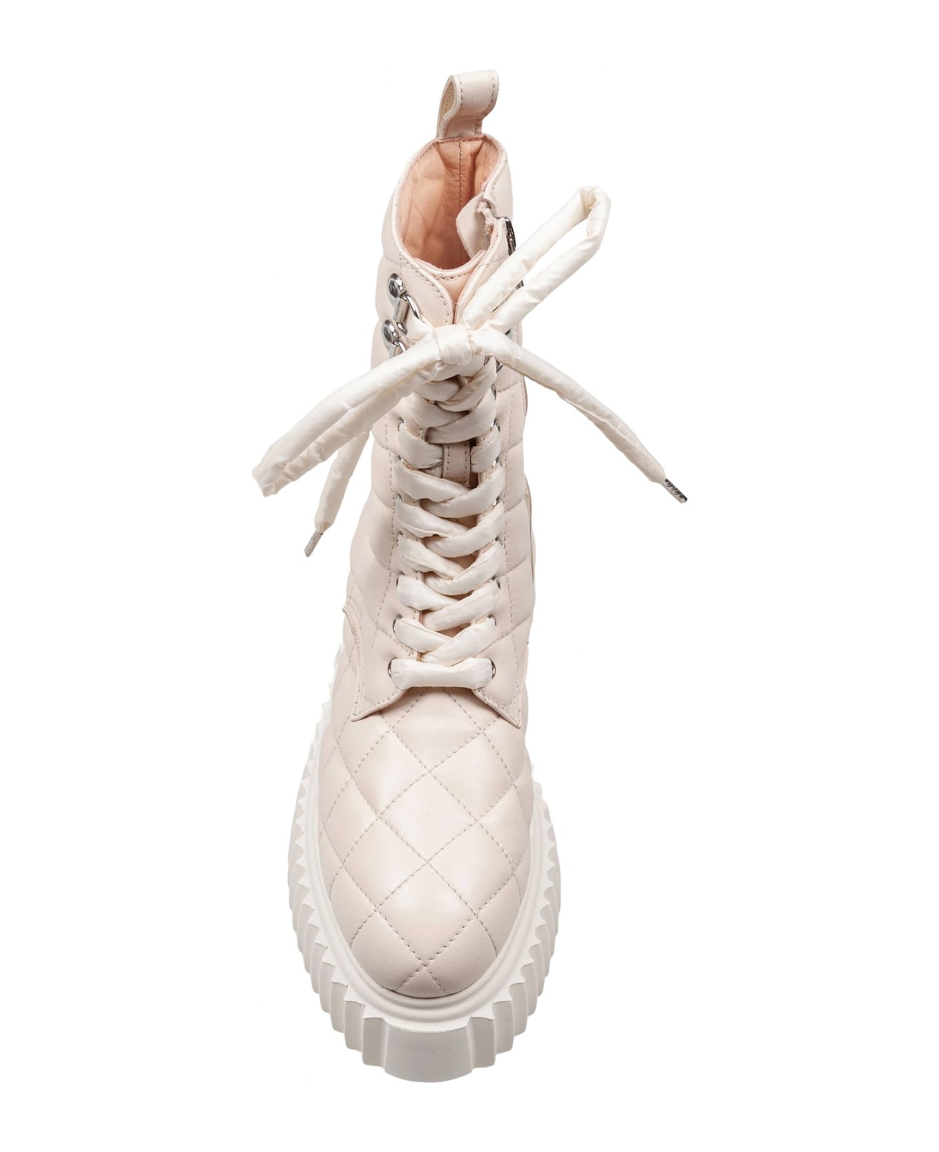 AGL Quilted Leather Softy Lowboot Ankle Boot In Chalk Color - PLASTER