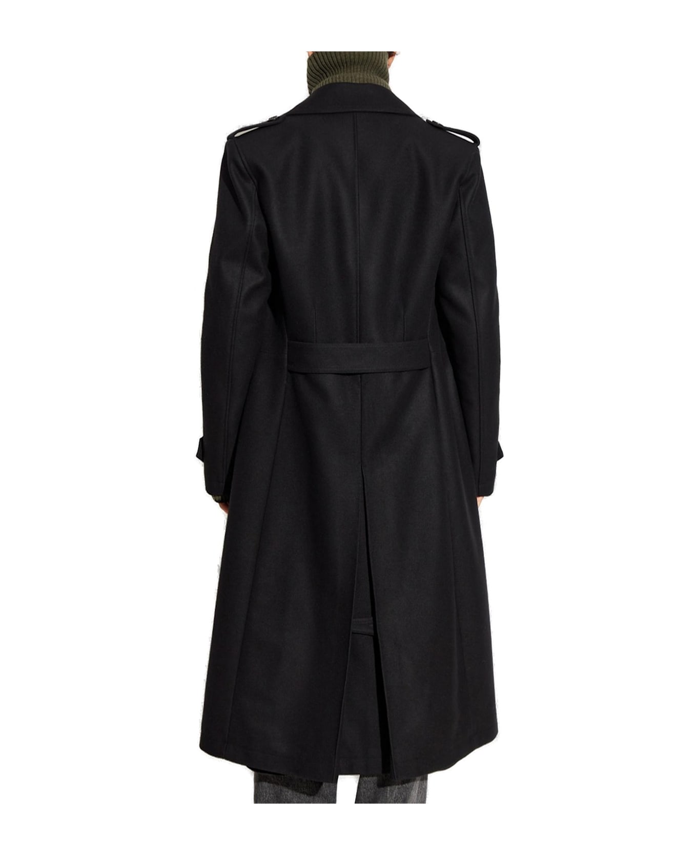 Dolce & Gabbana Double Breasted Straight Hem Coat - BLACK