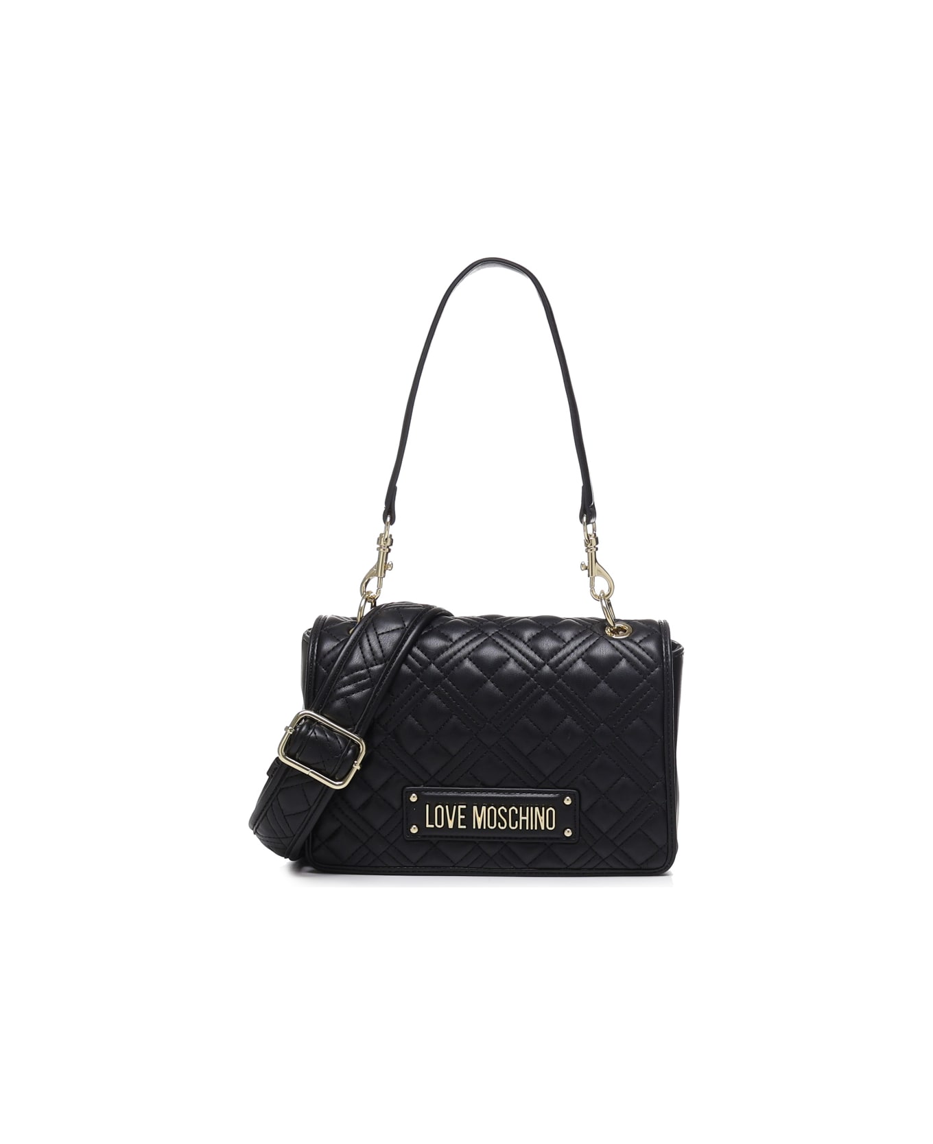 Love Moschino Shoulder Bag With Quilted Logo - Nero