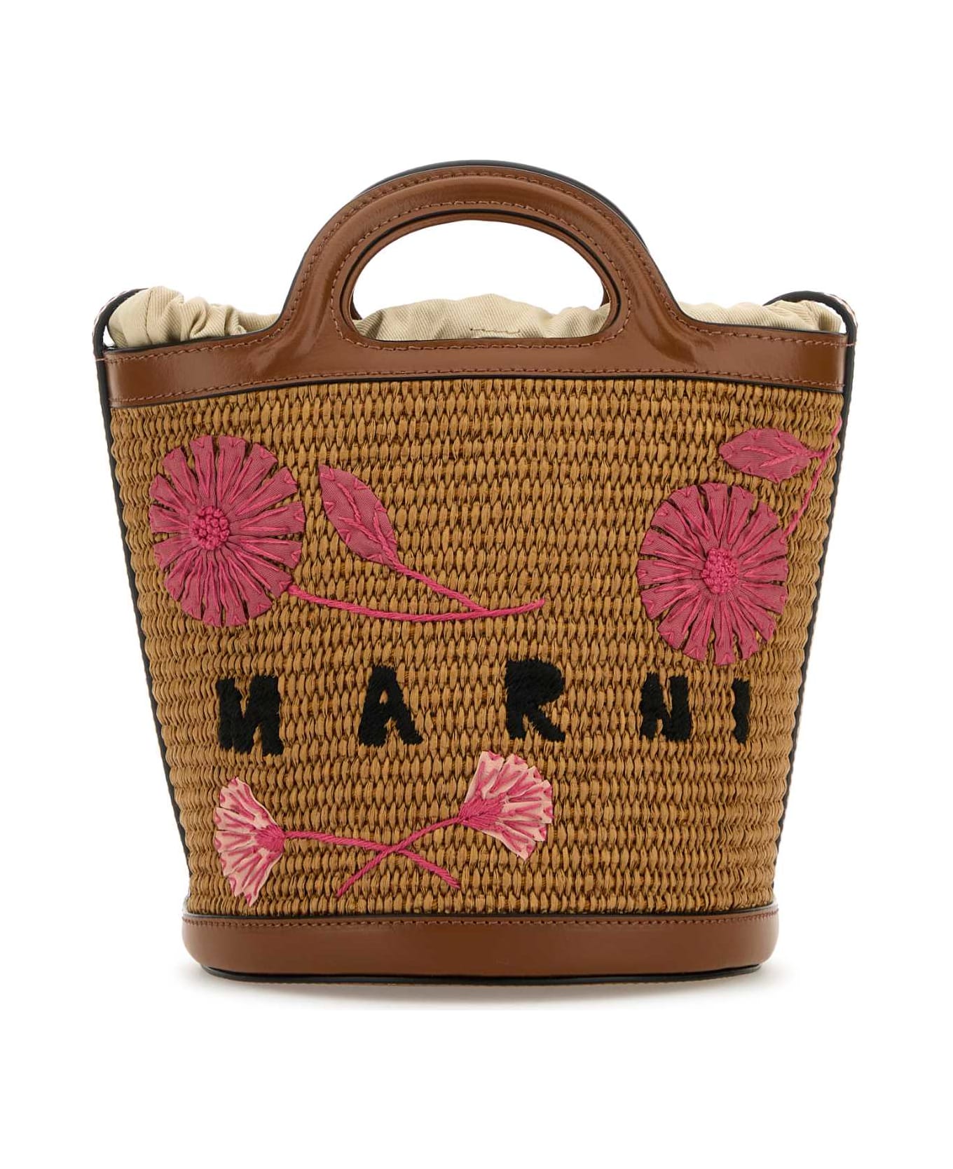 Marni Brown Raffia And Leather Tropicalia Bucket Bag - ZO974