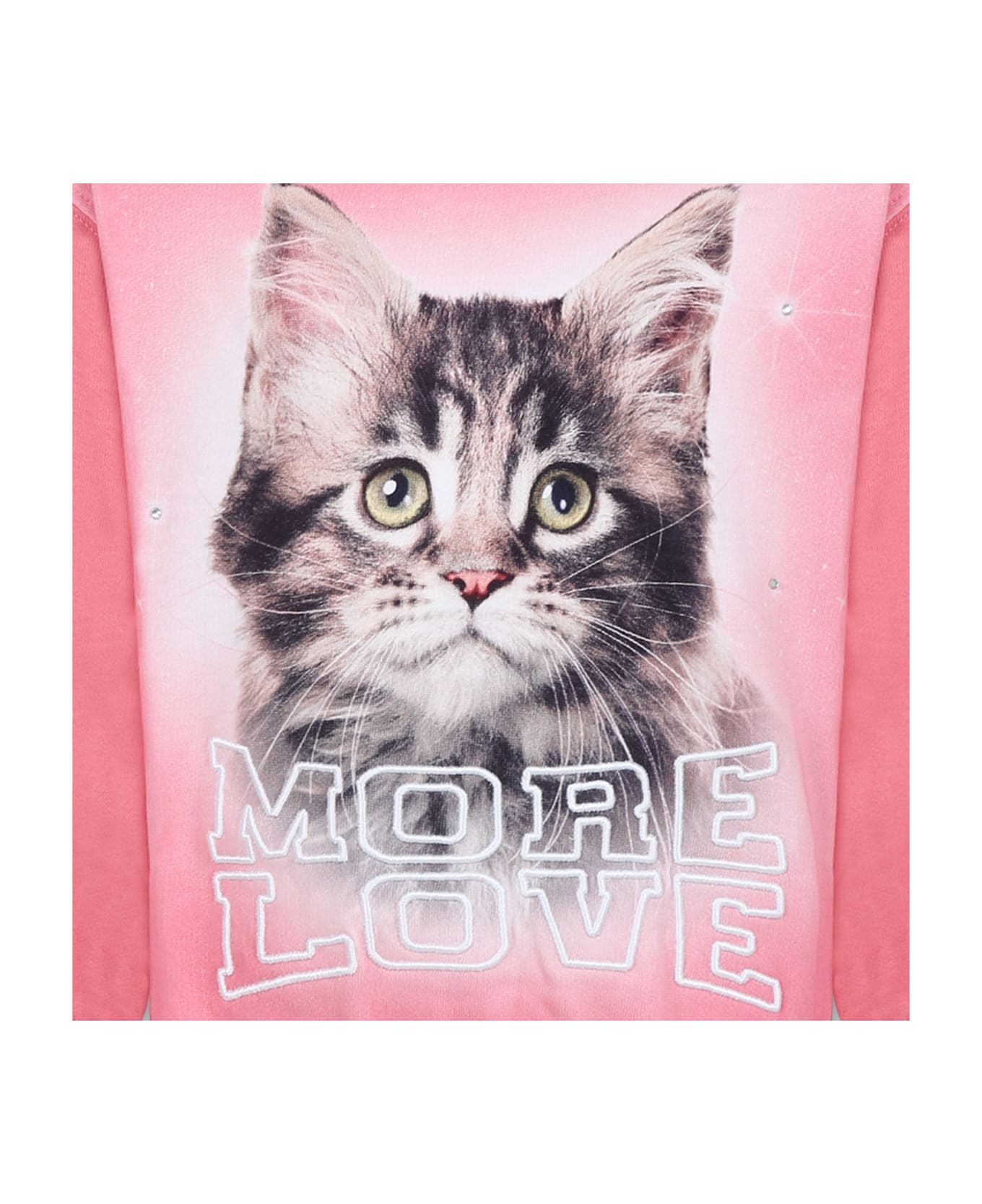 Molo Pink Sweatshirt For Girl With Cat Print And Writing - Pink ニットウェア＆スウェットシャツ