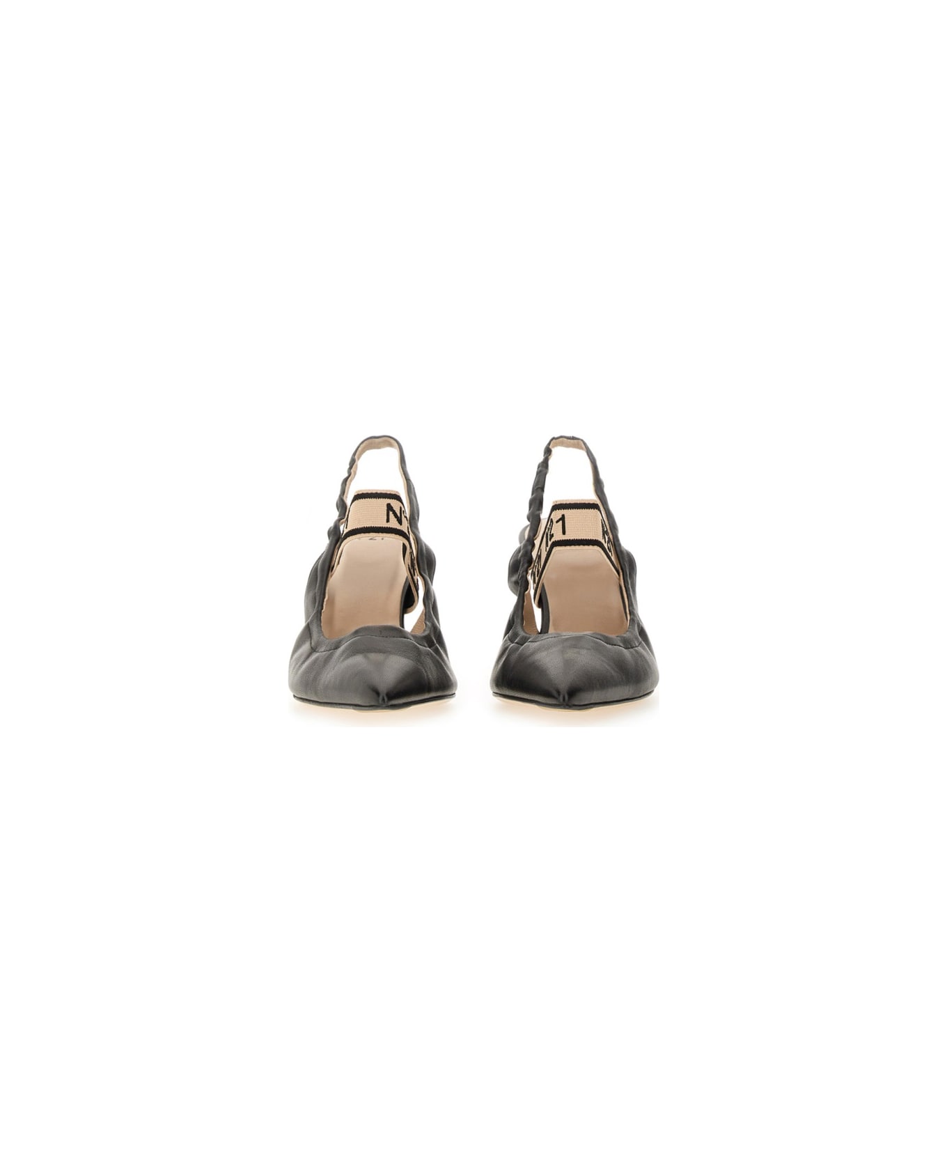 N.21 Slingback With Logo - BLACK