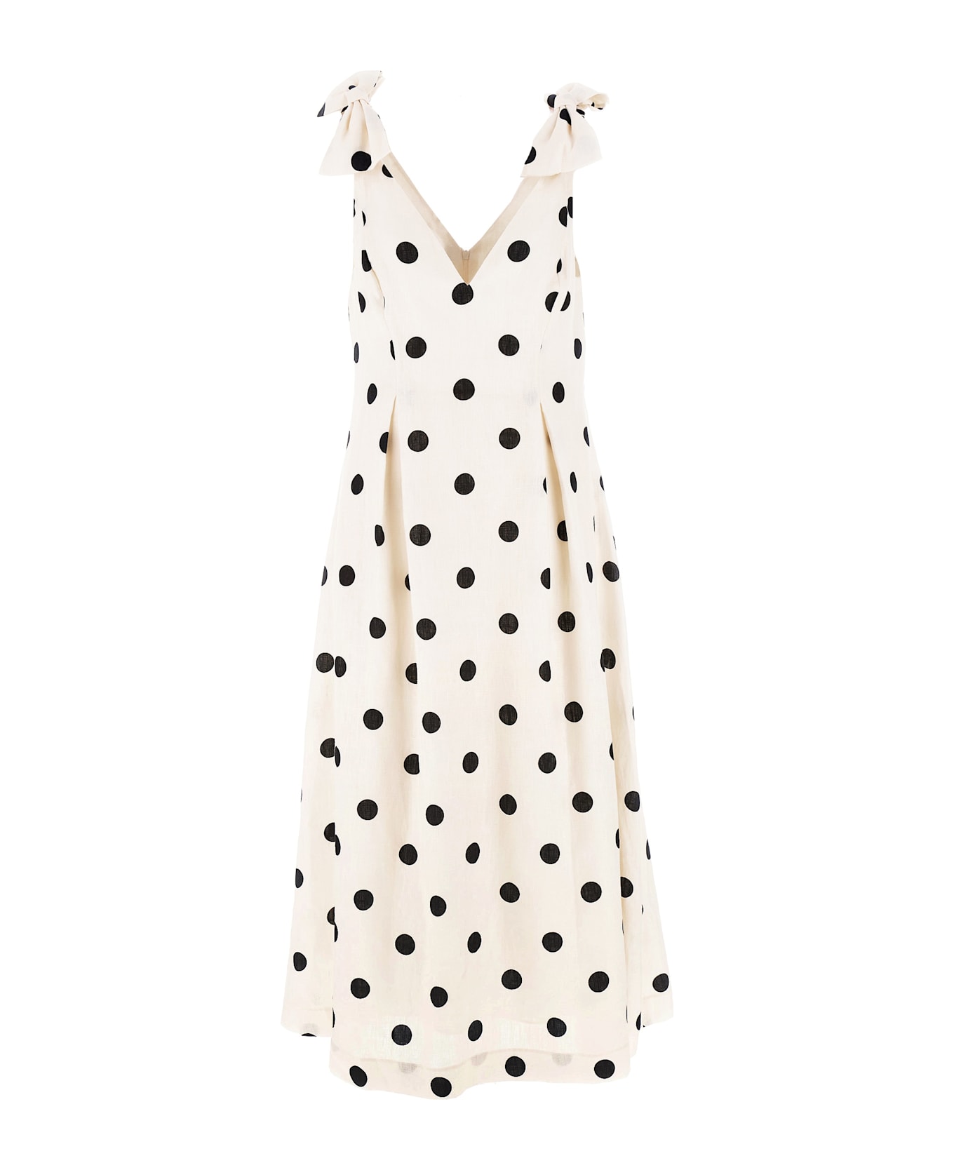 Zimmermann Crush Midi Dress - Cream/black Dot