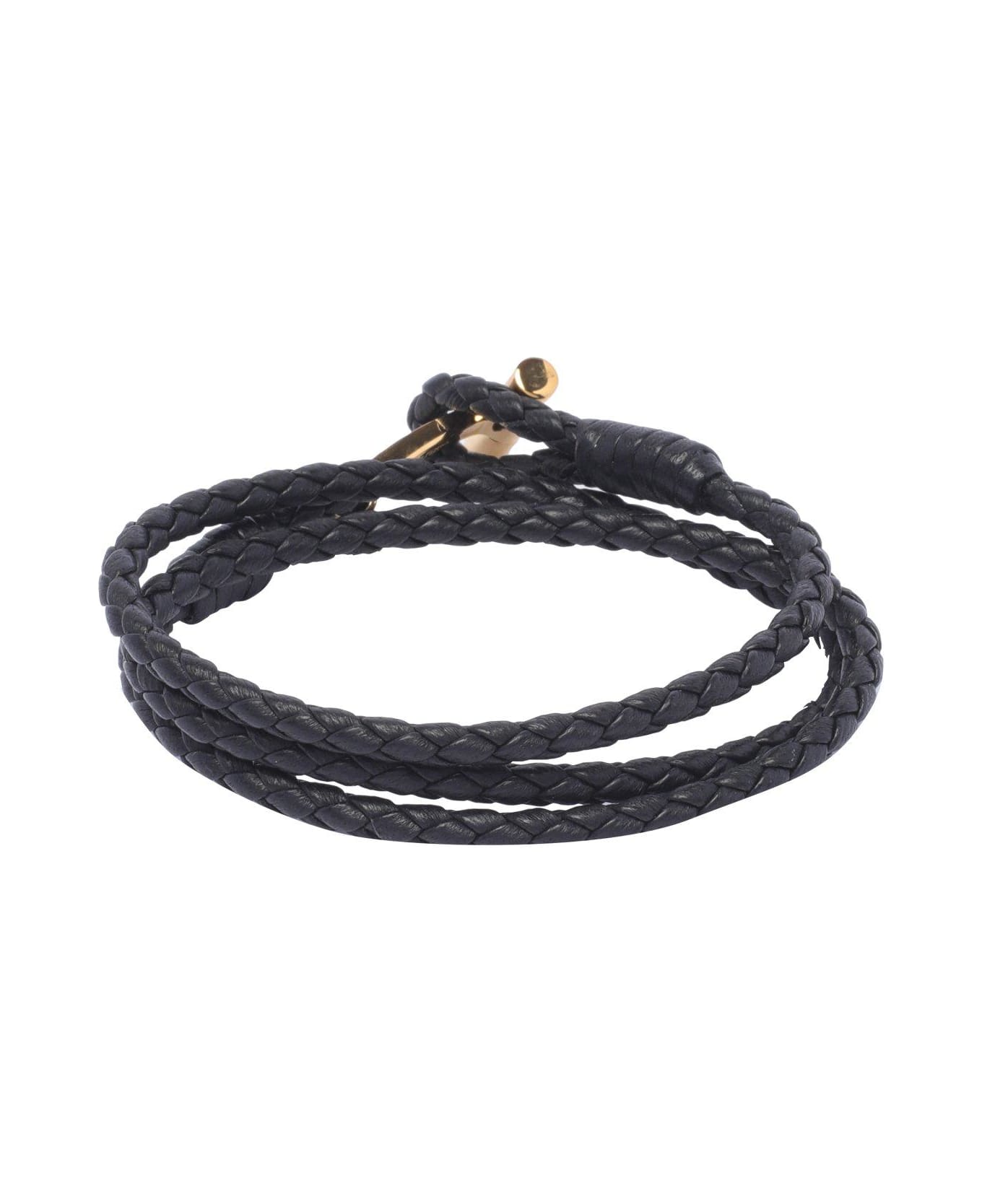 Tom Ford Logo Plaque Braided Bracelet - BLACK