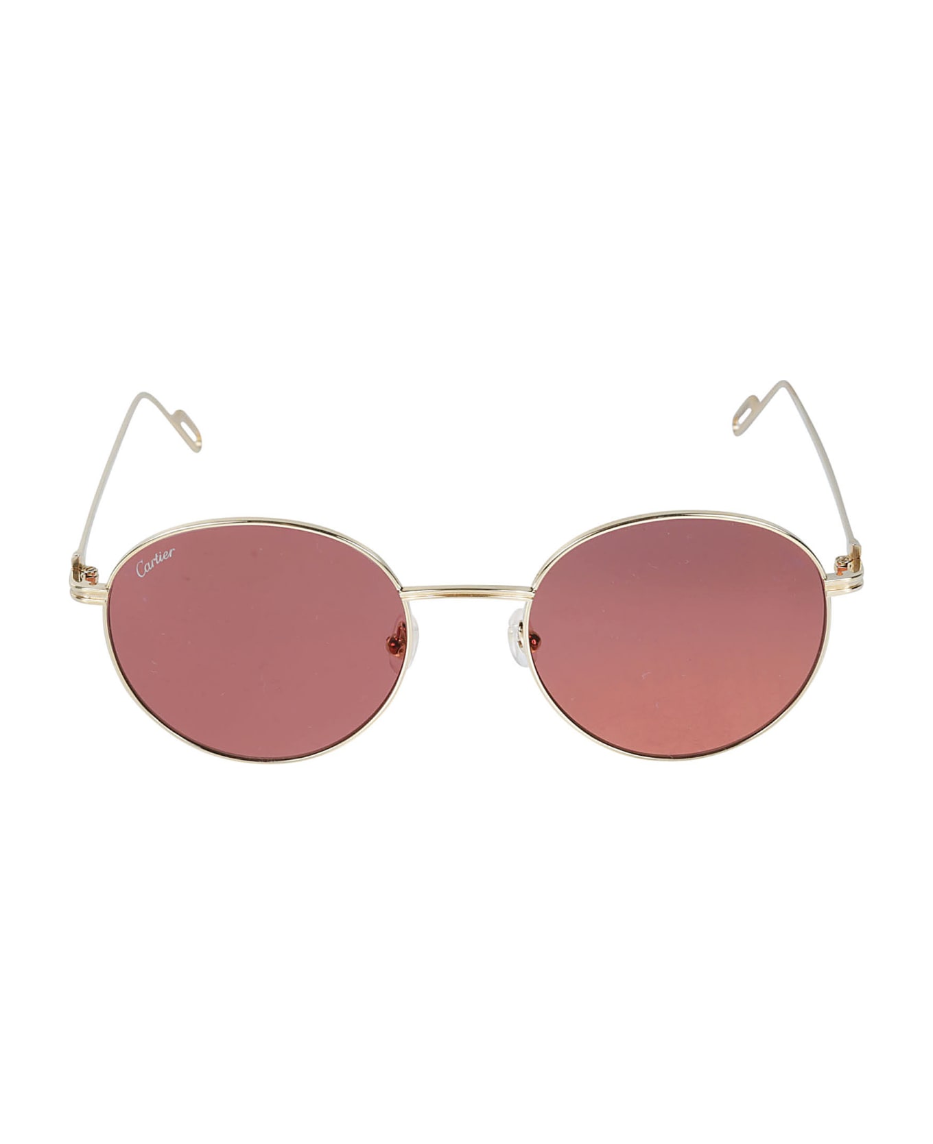 Cartier Eyewear Round Frame Sunglasses - Gold/Red
