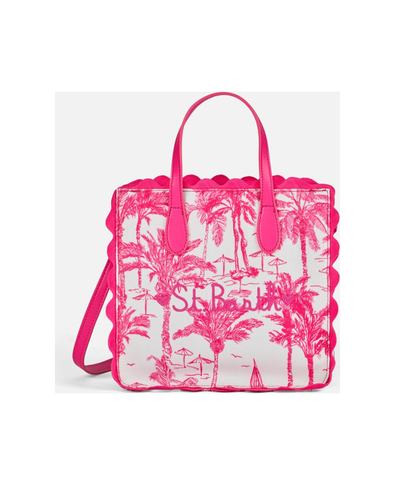 MC2 Saint Barth Vivian Cotton Handbag With Toile De Jouy Print - PINK