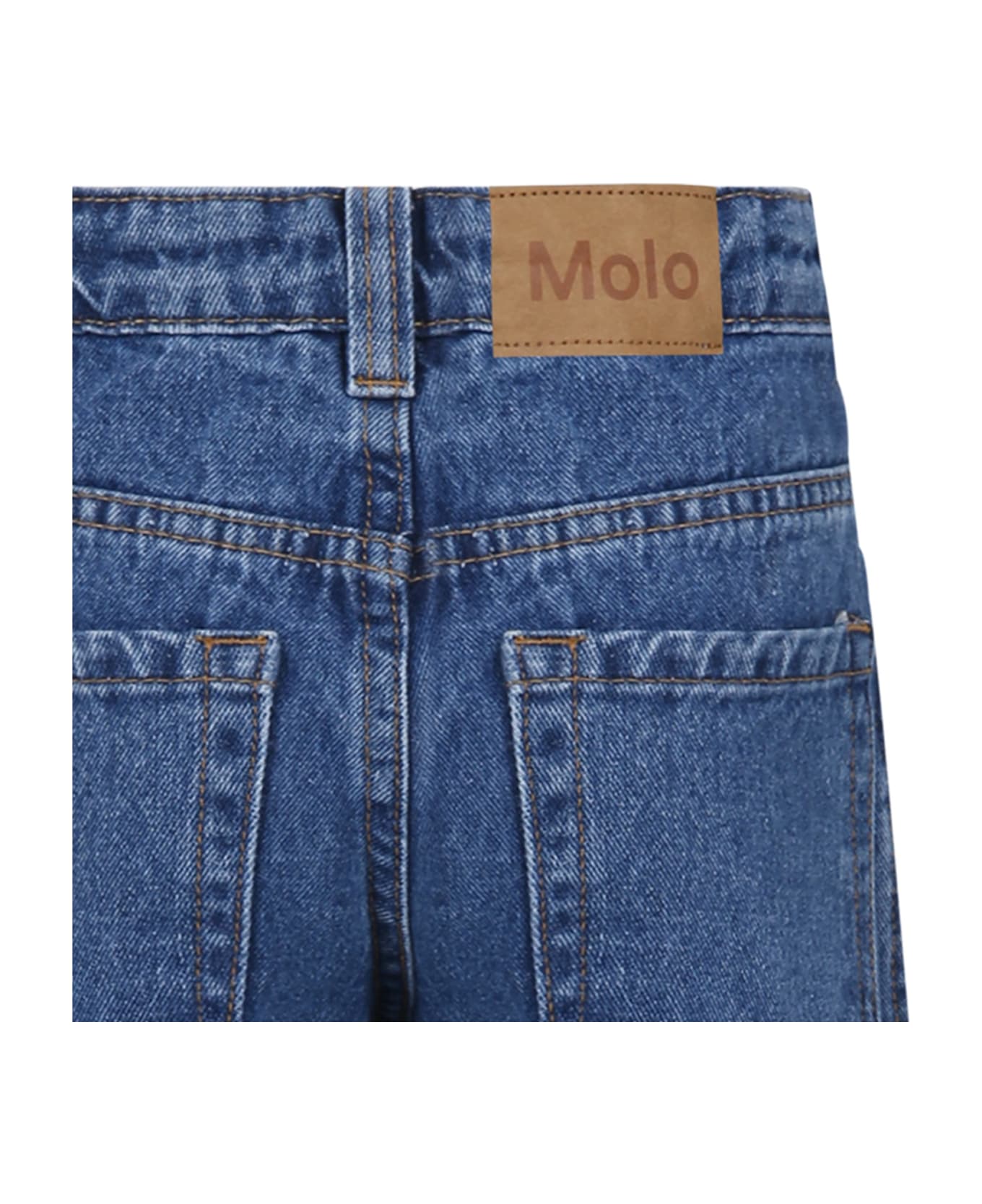Molo Blue Jeans For Boy With Logo - Denim ボトムス