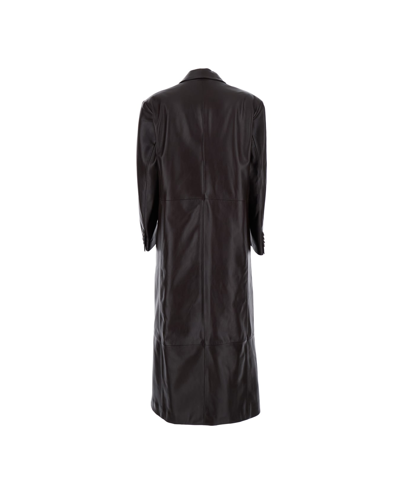 ARMA Brown Double-breasted Coat In Leather Woman - Brown
