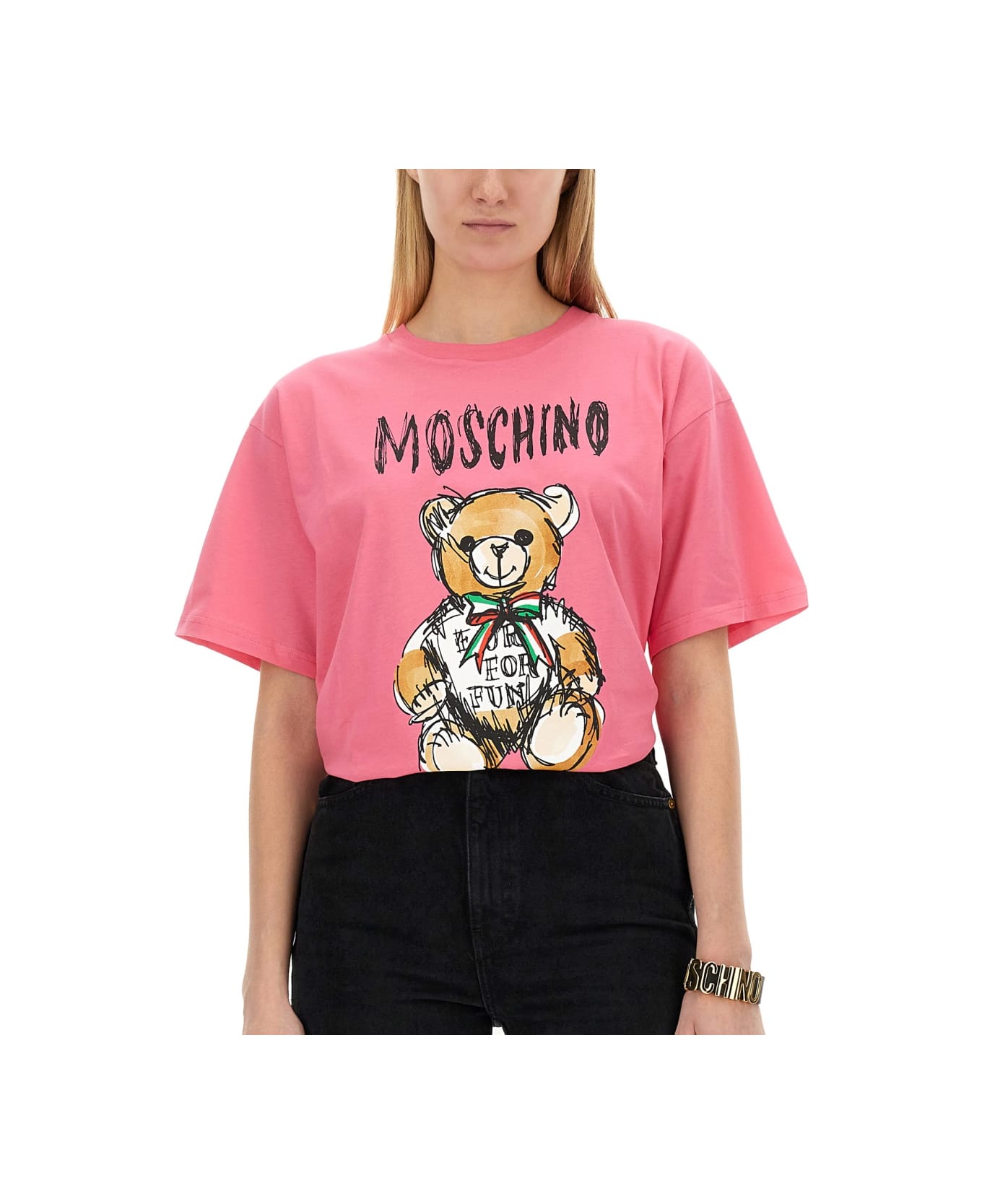 Moschino Teddy Print T-shirt - PINK