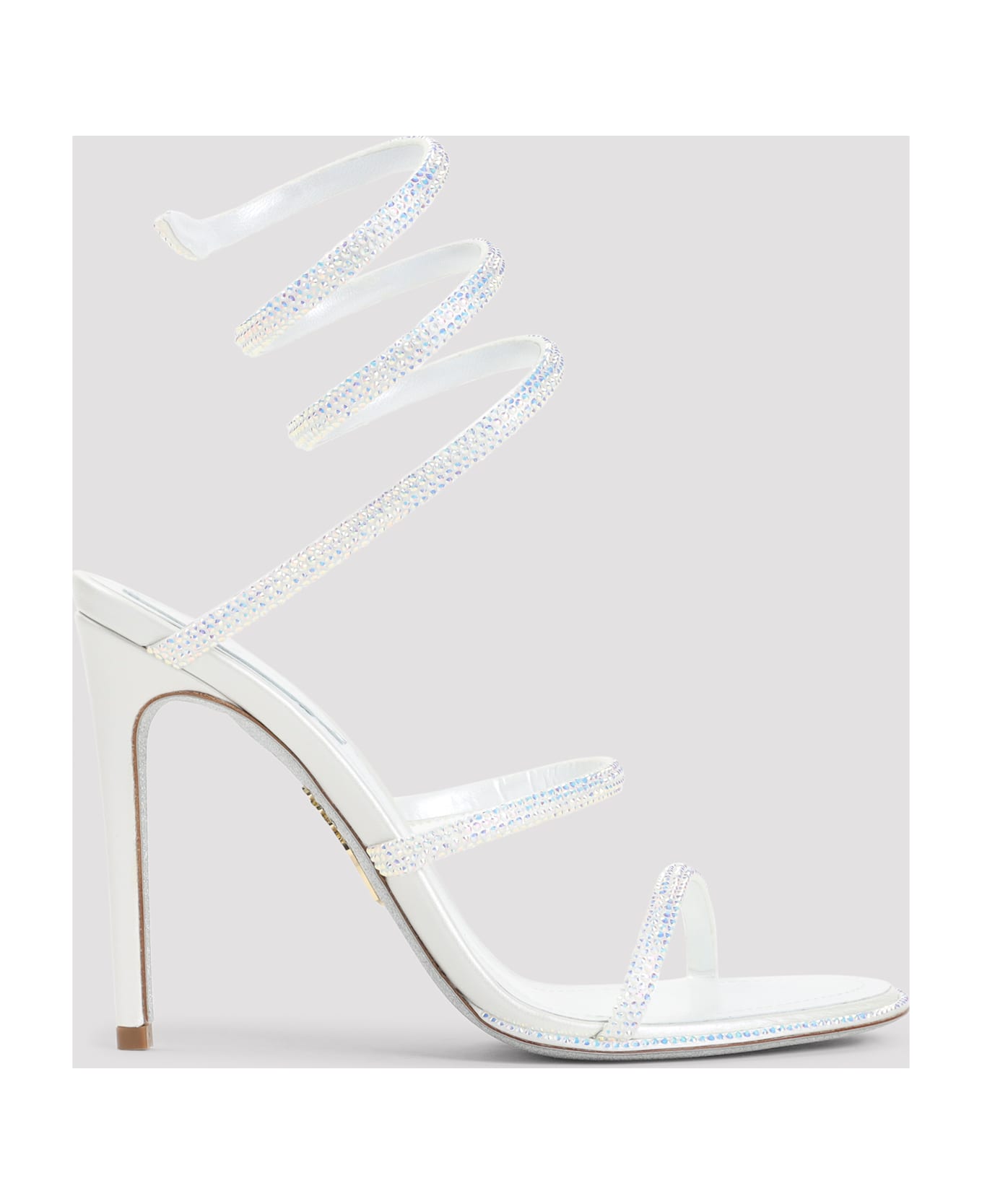 René Caovilla Cleo Sandals - Ivory Satin Transmission Strass