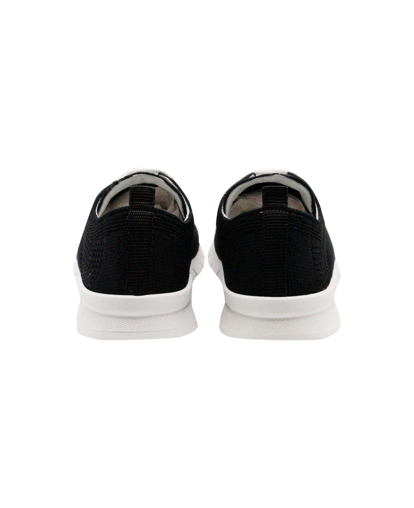 Kiton Sneakers Made Of Knitted Fabric. The Bottom, With A White Sole, Is Flexible And Extralight; The Elastic Tongue Ensures Greater Comfort. Logo - Black