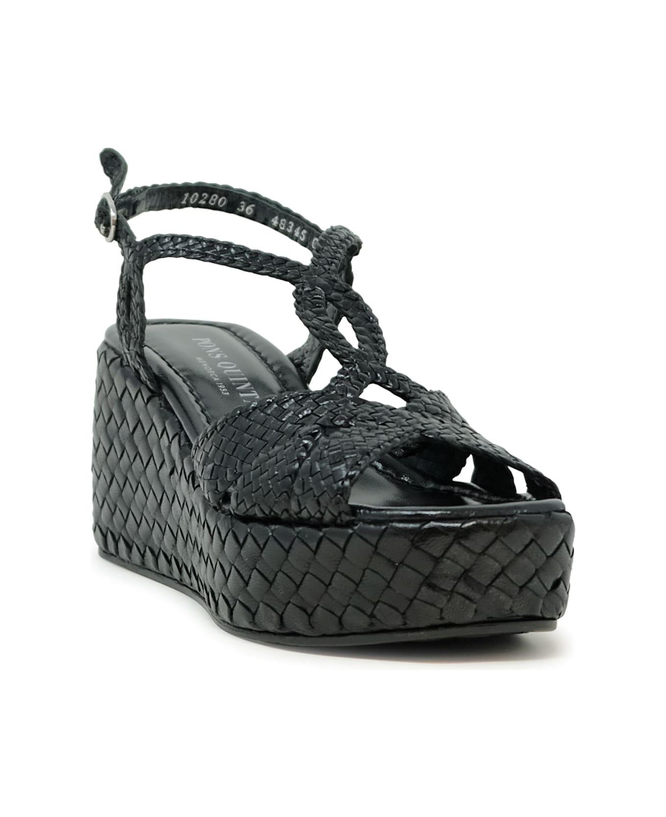 Pons Quintana Leather Ankara Sandals - BLACK