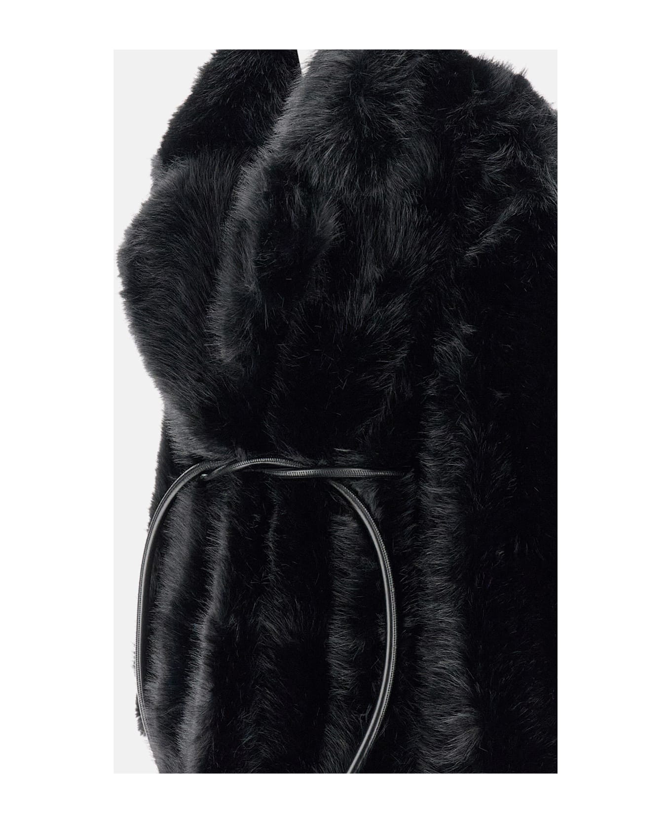SportMax Faux Fur Coat With Belt Rosaria - Black