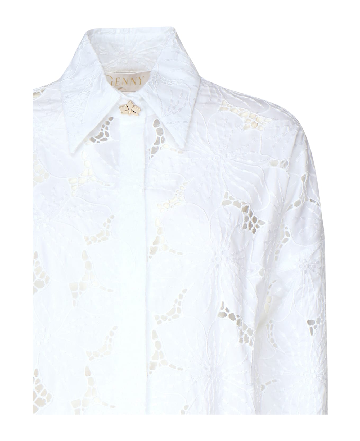 Genny Shirt With Orchid Embroidery - White シャツ