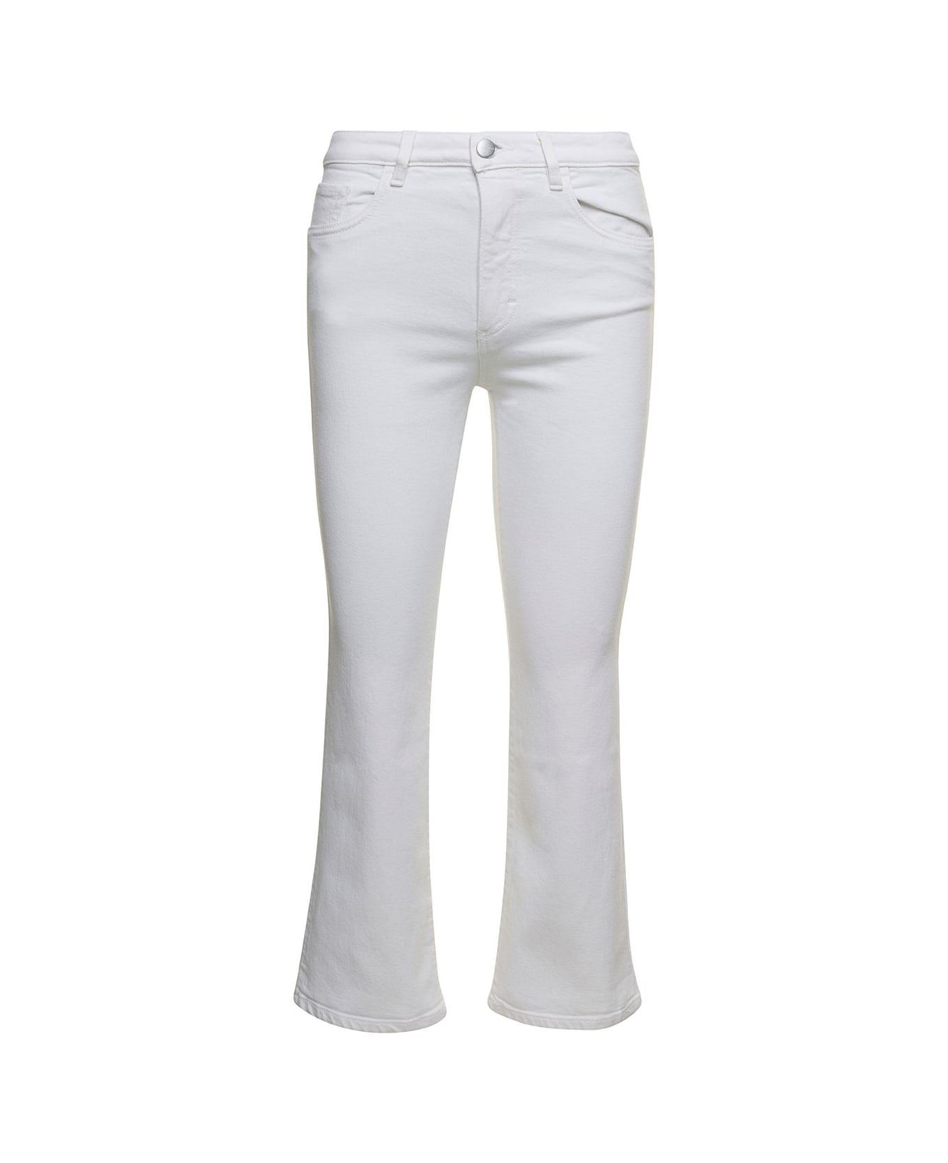 Icon Denim 'pam' White Five-pockets Flared Jeans In Cotton Blend Denim Woman - White ボトムス