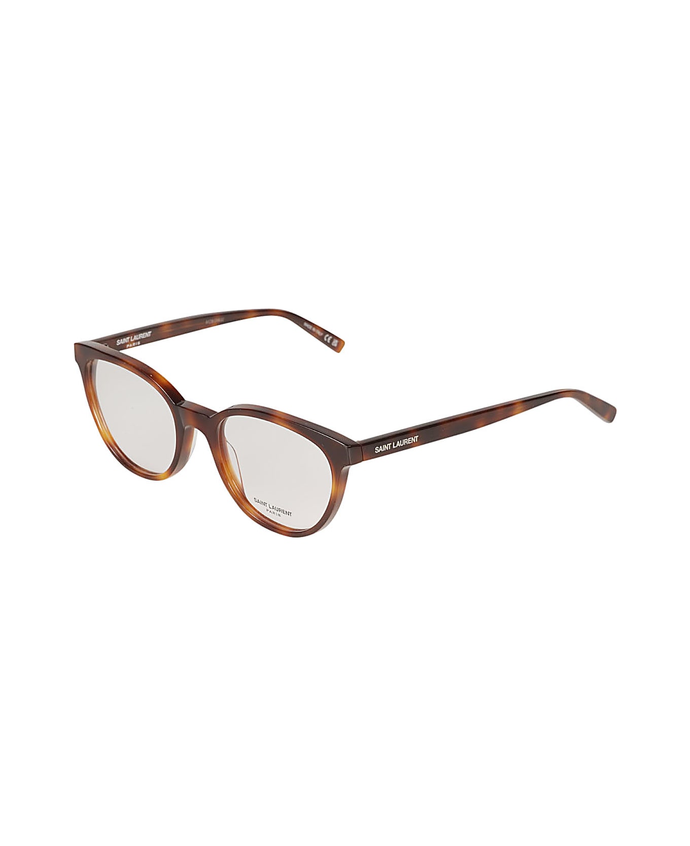 Saint Laurent Eyewear Round Frame Flame Effect Glasses - Havana/Transparent