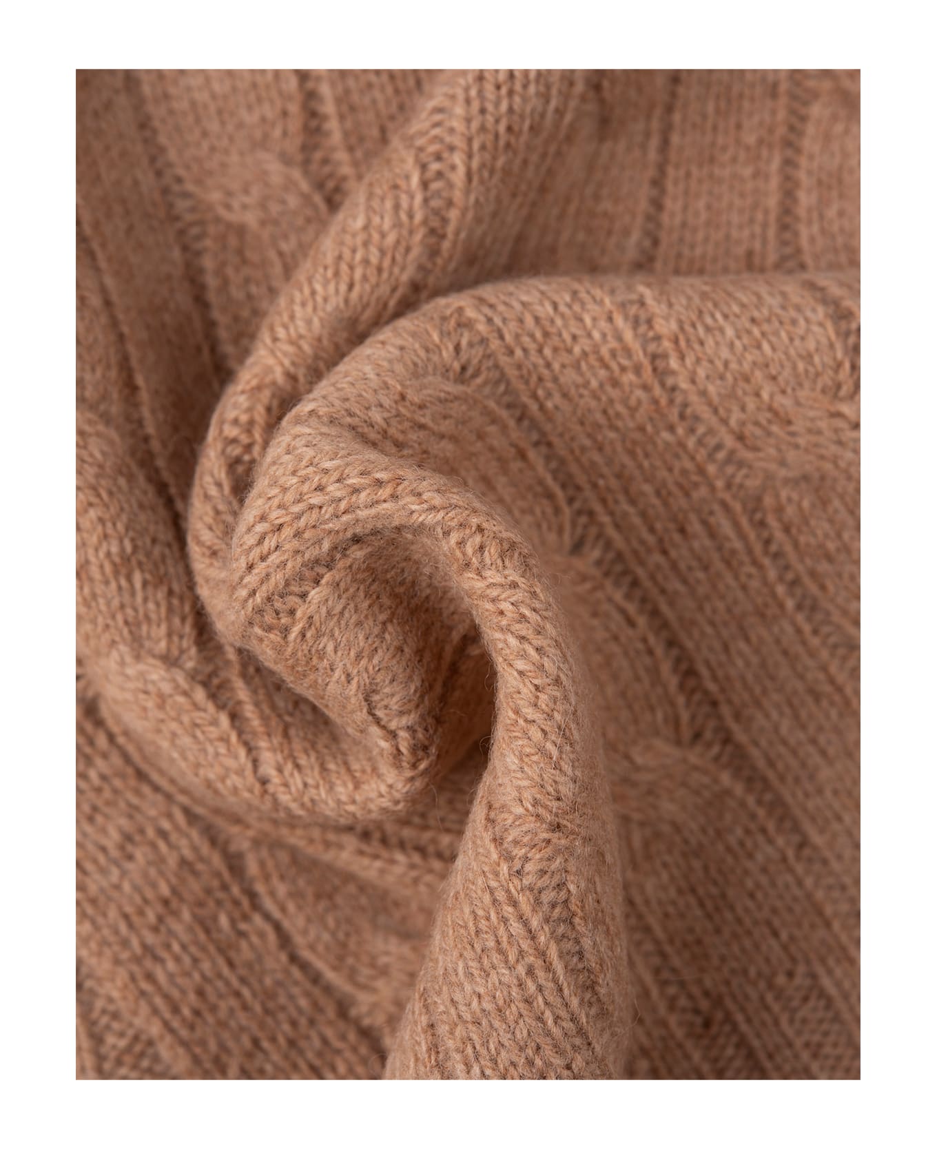 Ralph Lauren Beige Cable-knit Wool-cashmere Scarf - Brown