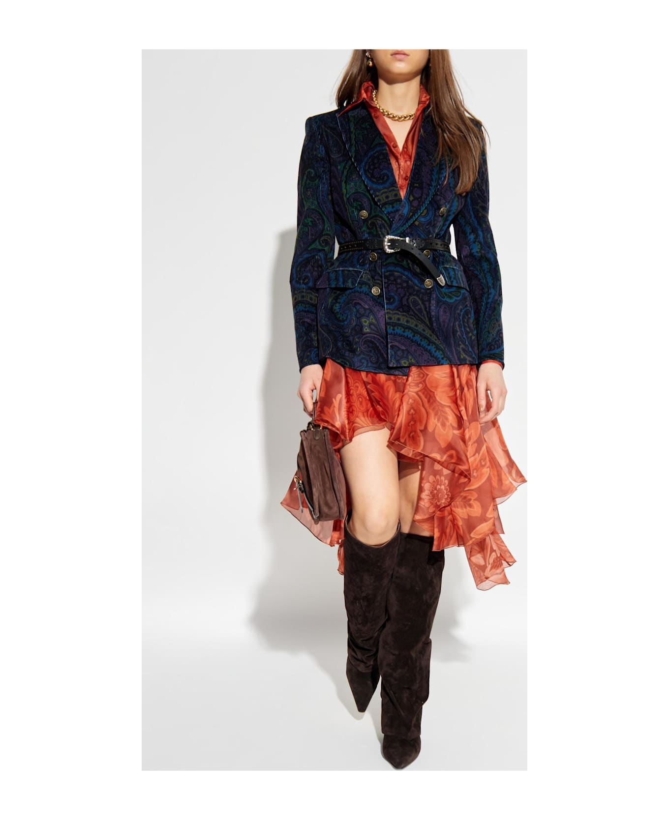 Etro Silk Asymmetrical Skirt - ORANGE