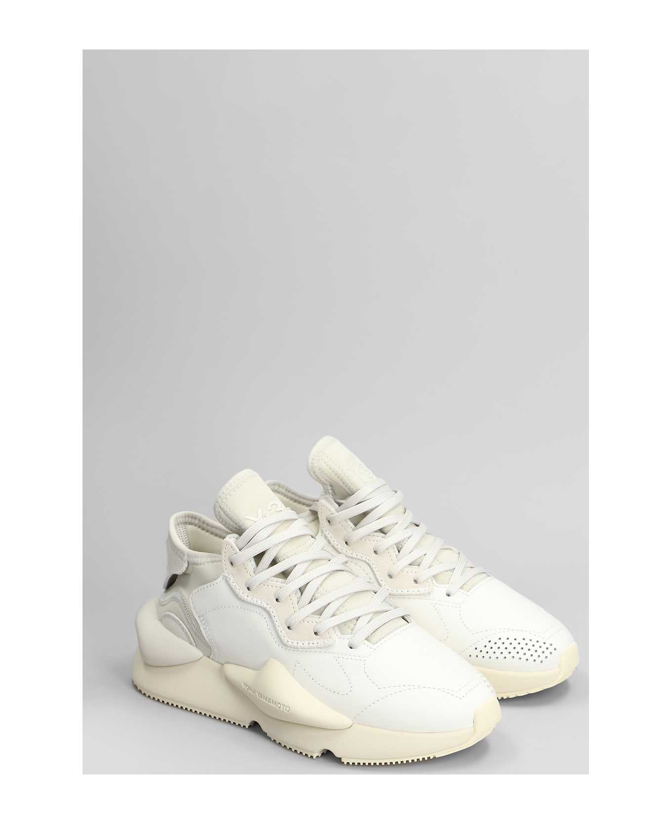 Y-3 Kaiwa Sneakers In White Leather - white