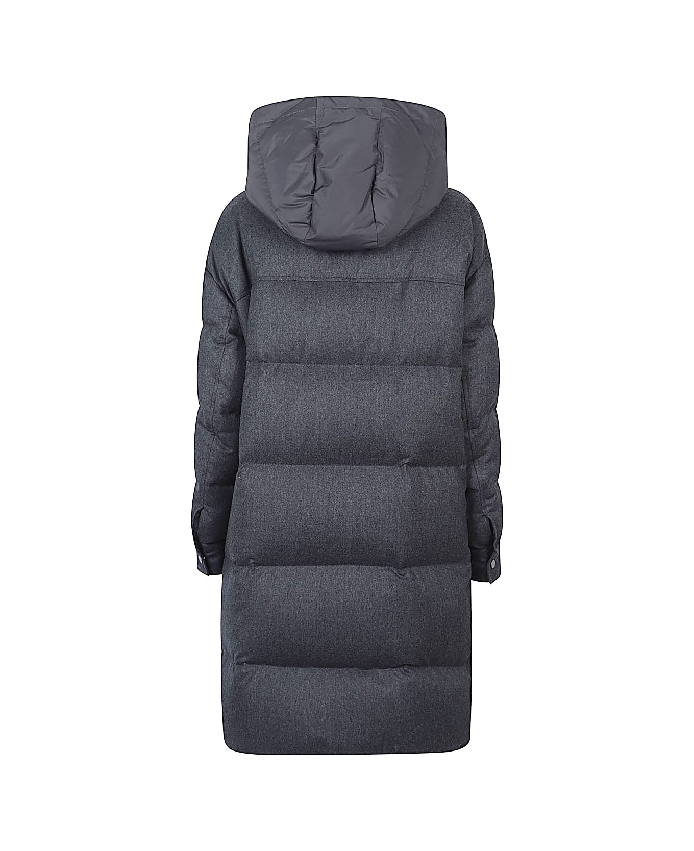 Brunello Cucinelli Wool Long Down Jacket - Grey