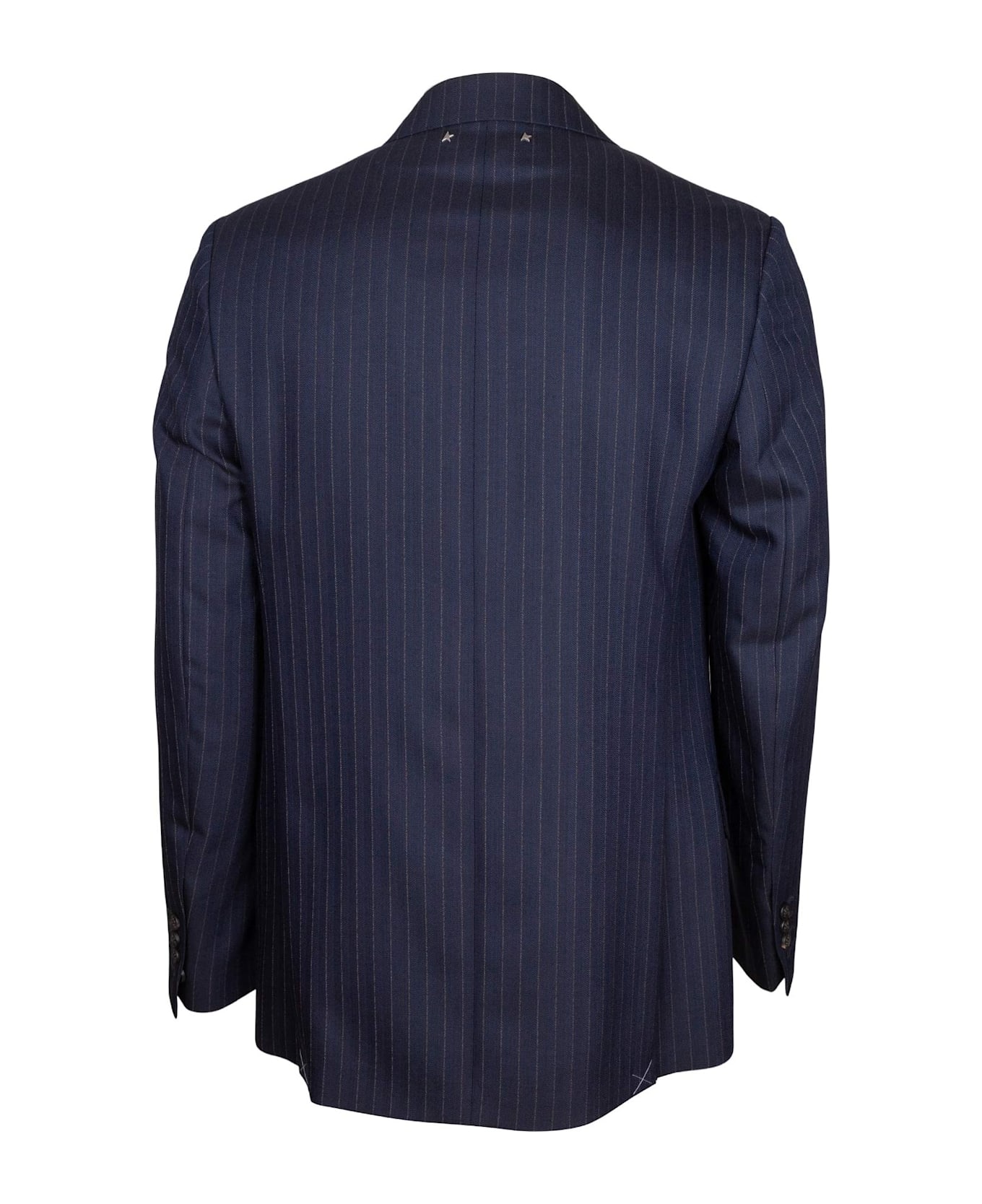 Golden Goose Journey Double-breasted Pinstriped Wool Jacket, Blue - Navy