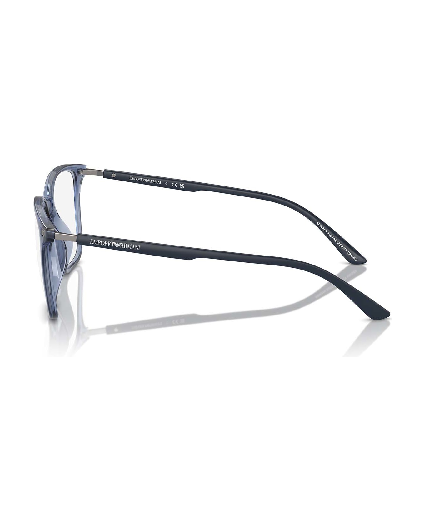 Emporio Armani Ea3242u Shiny Transparent Blue Glasses - Shiny Transparent Blue アイウェア