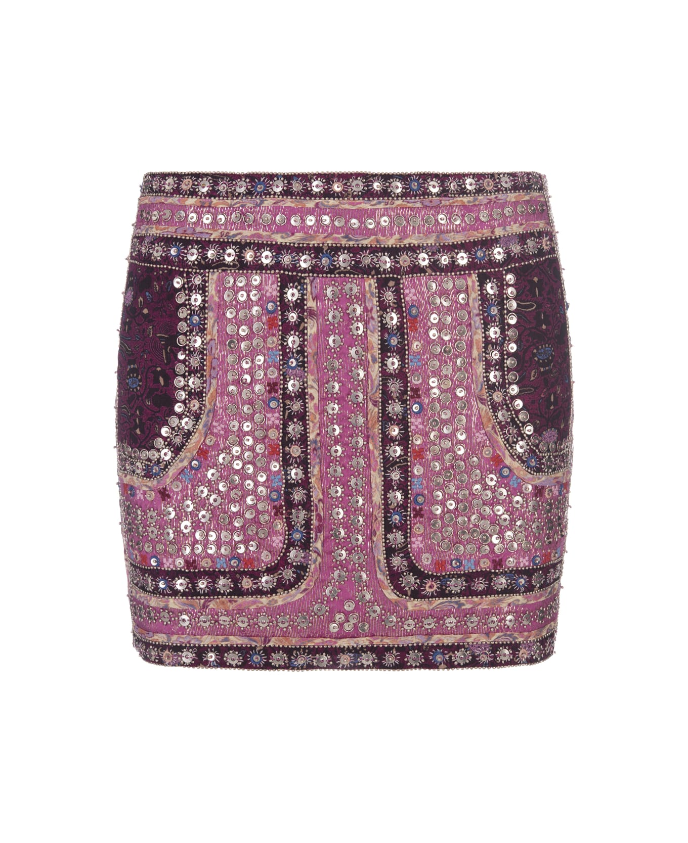 Isabel Marant Embellished Silk Oneila Mini Skirt - Rosa