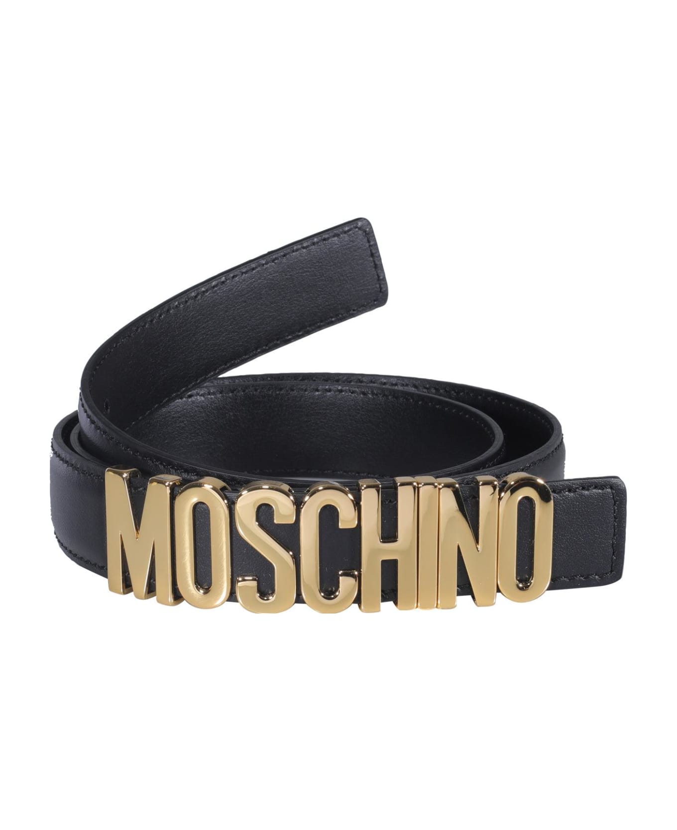 Moschino Logo Plaque Buckle Belt - Nero