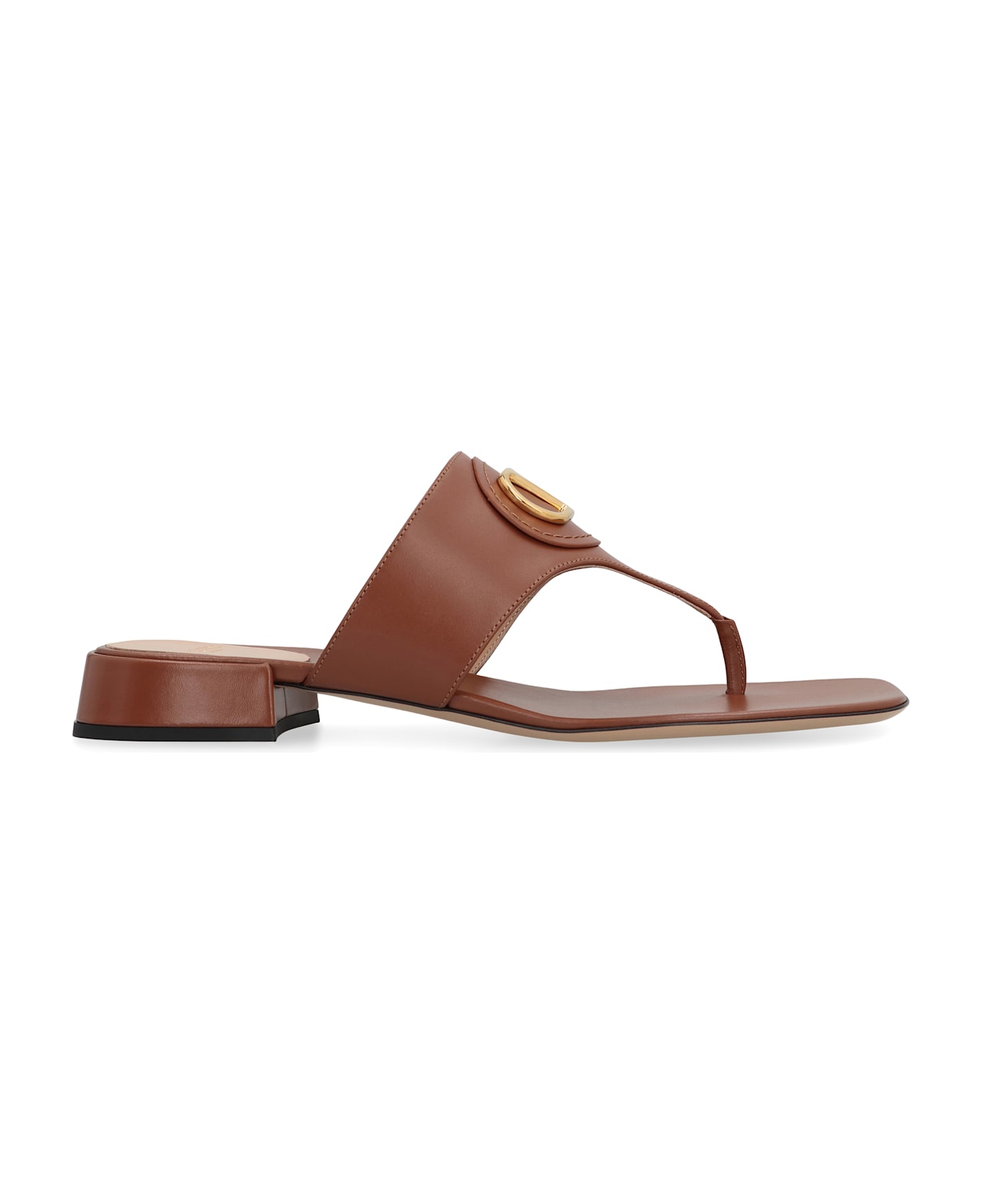 Valentino Garavani Vlogo Signature Leather Slides - brown