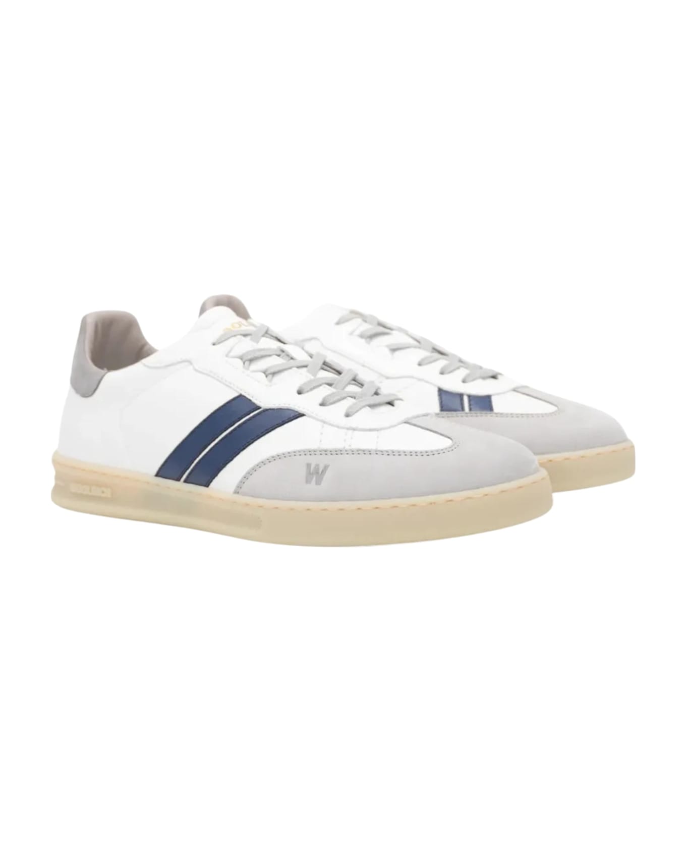 Woolrich Double U.t Sneaker In Nubuck And Silk - White
